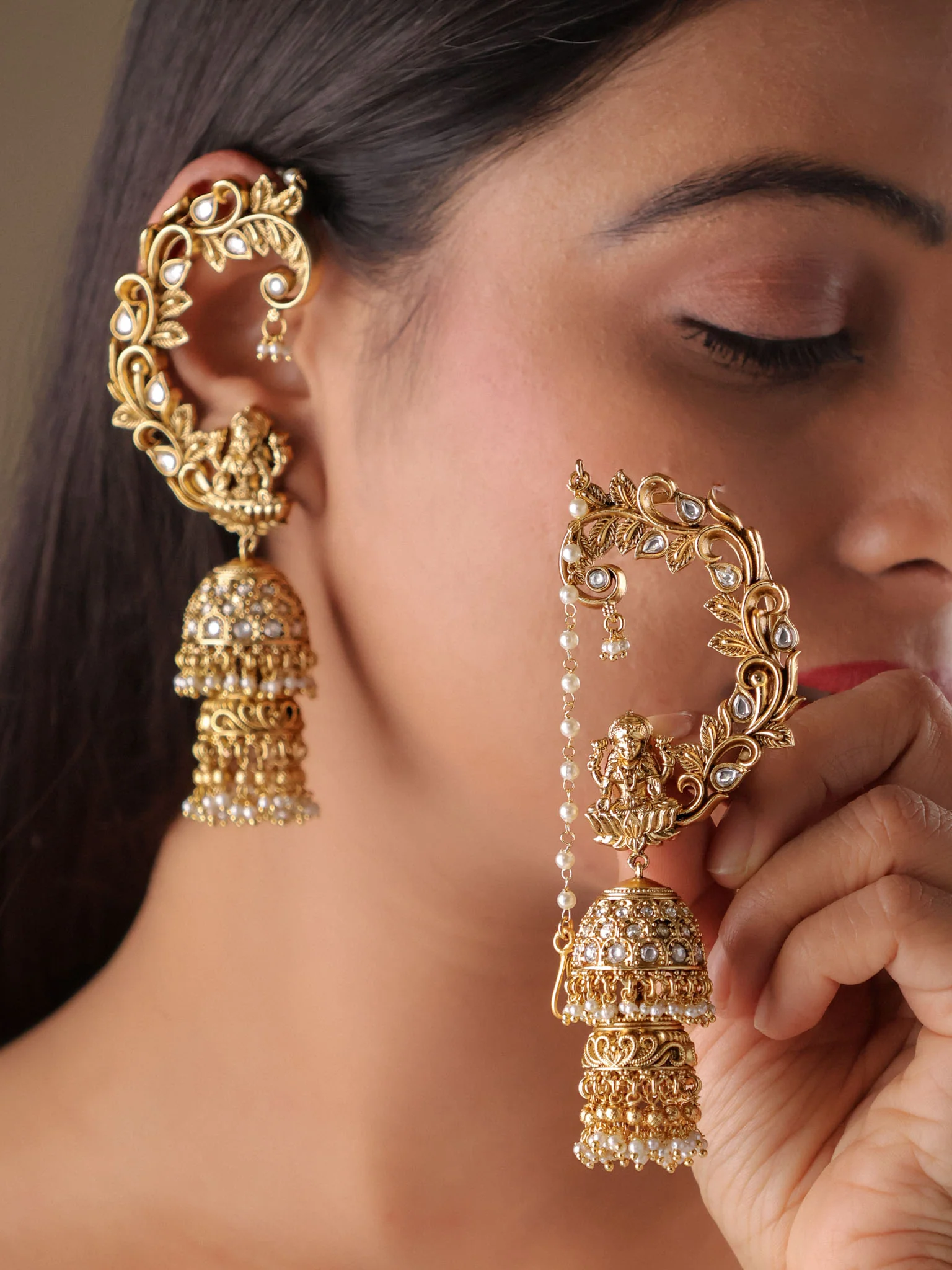Heritage Temple EarCuff Jhumka - Image 3