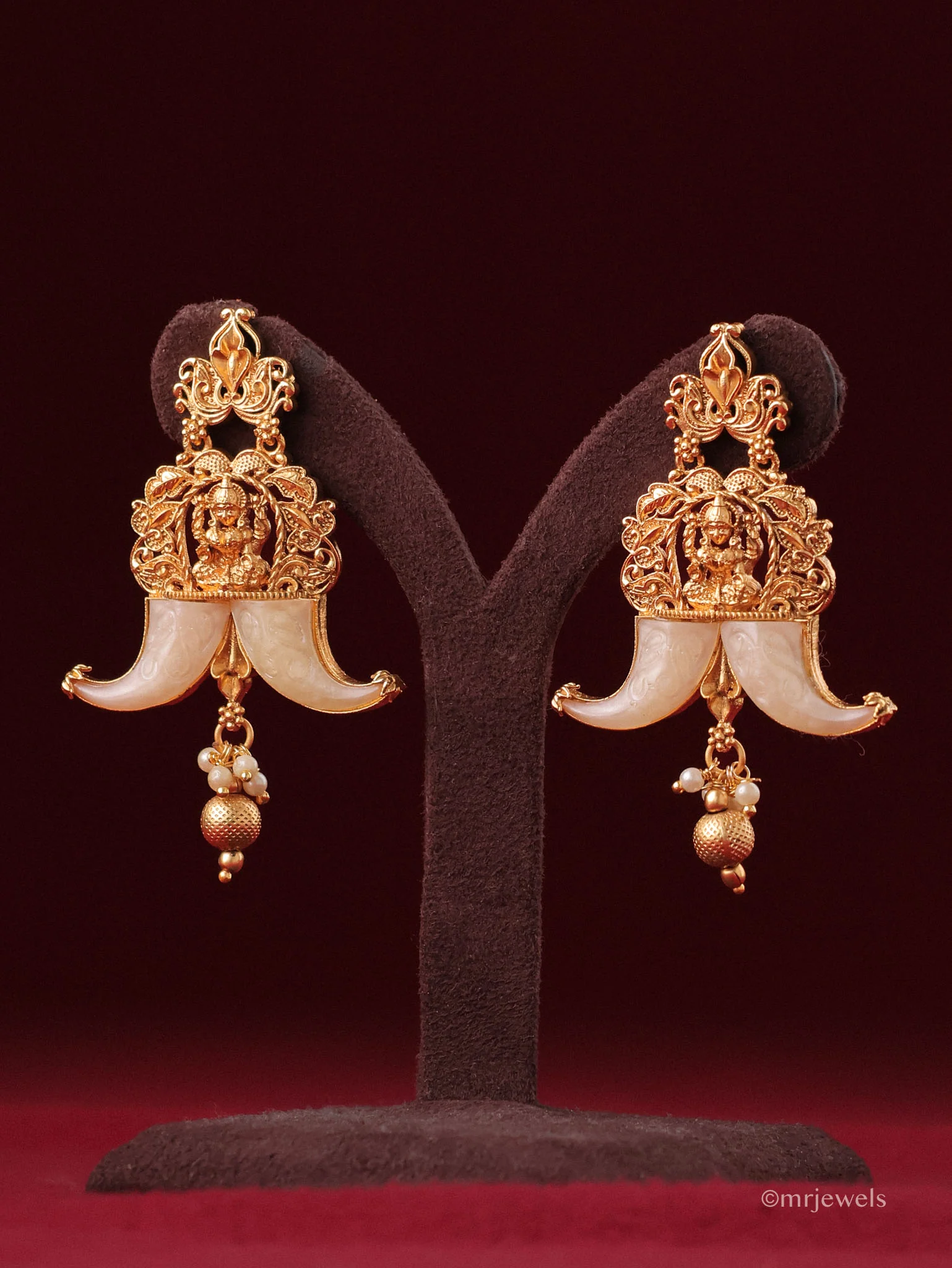 Heritage Elephant Pearl Drop Dangle Earrings - Image 5