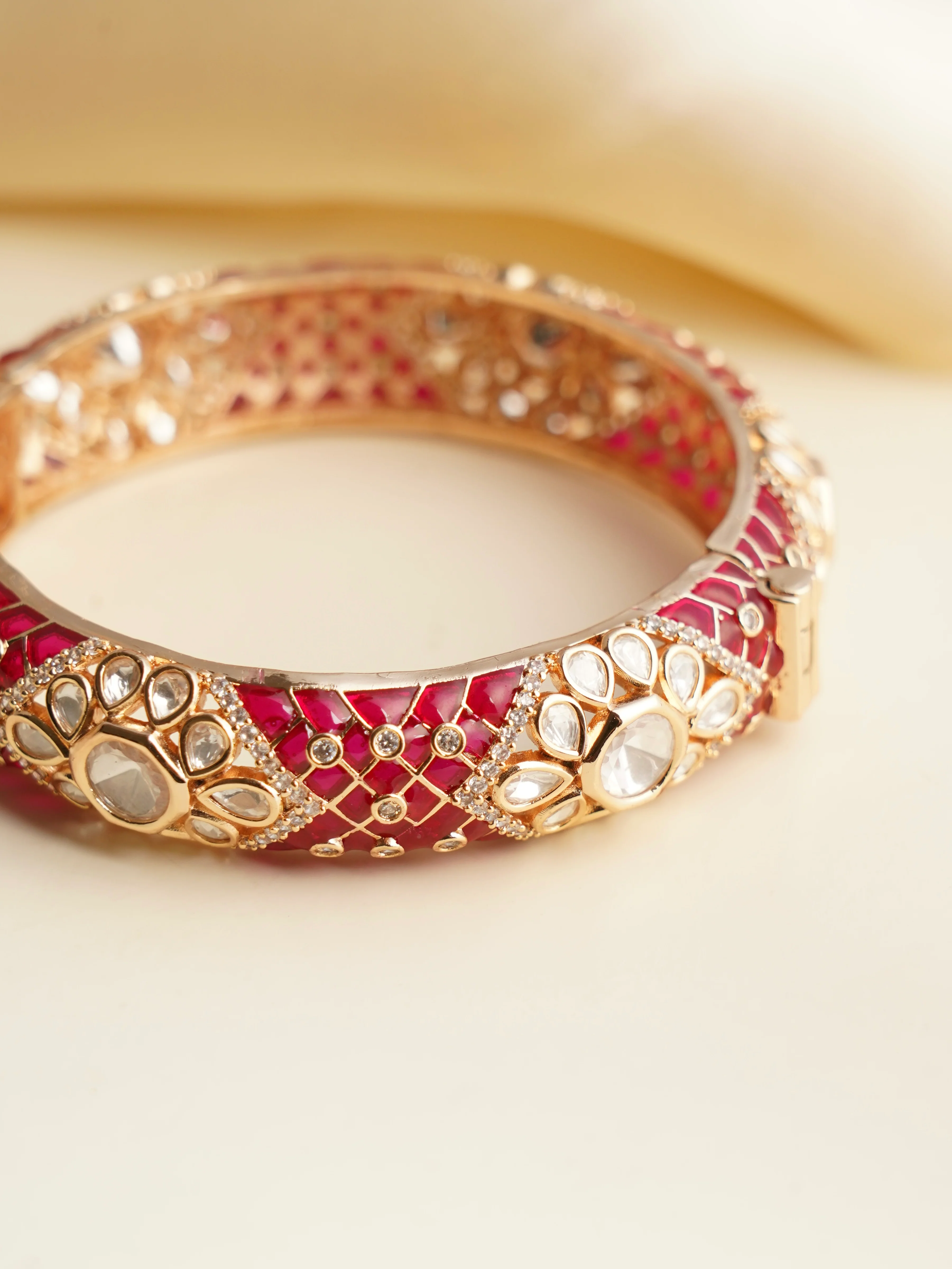 Saanvi Kundan kada/ Bangles with Enamel Accents - Openable
