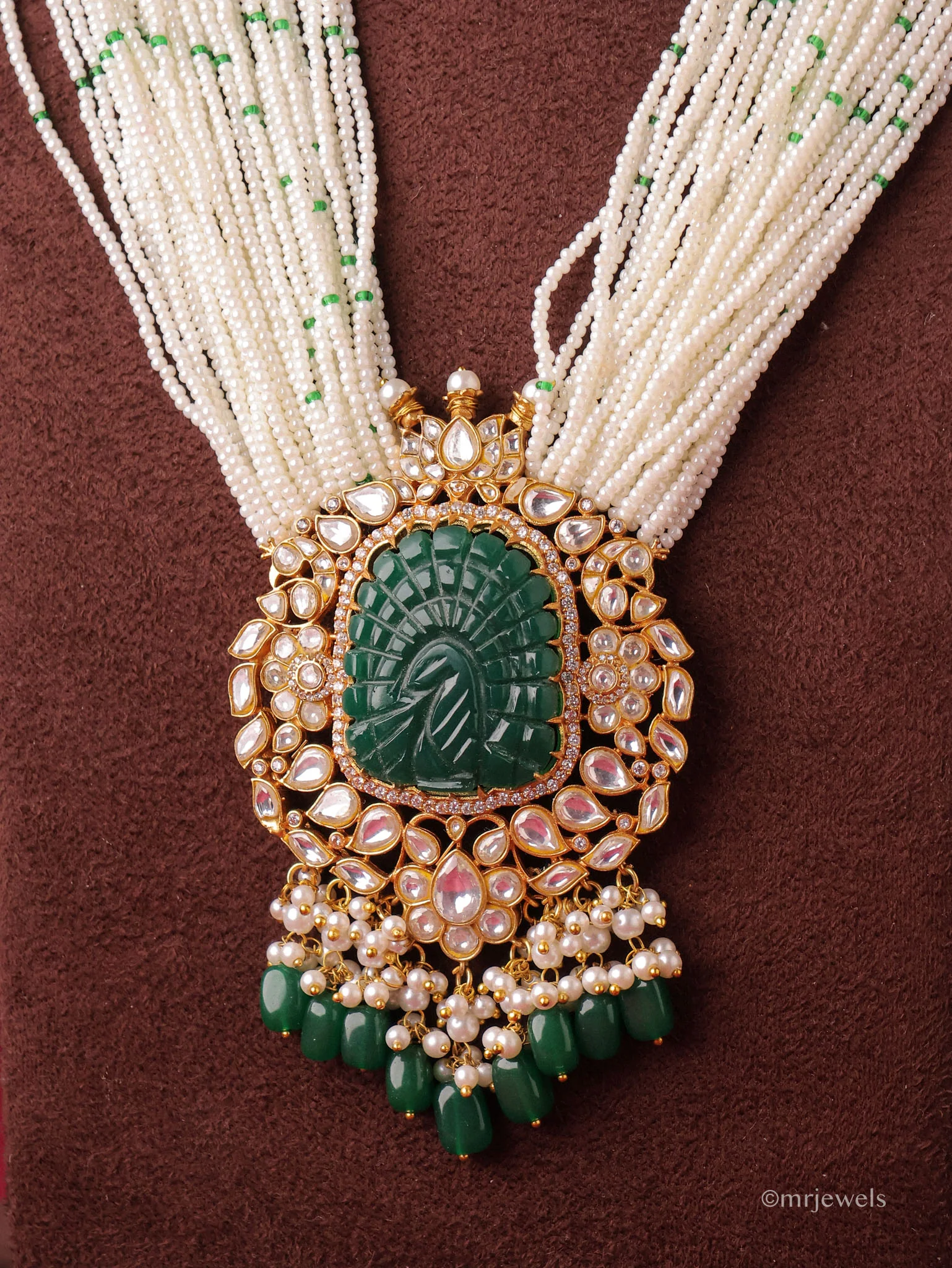 Heritage Royal Kundan Pearl Necklace Set - Image 2