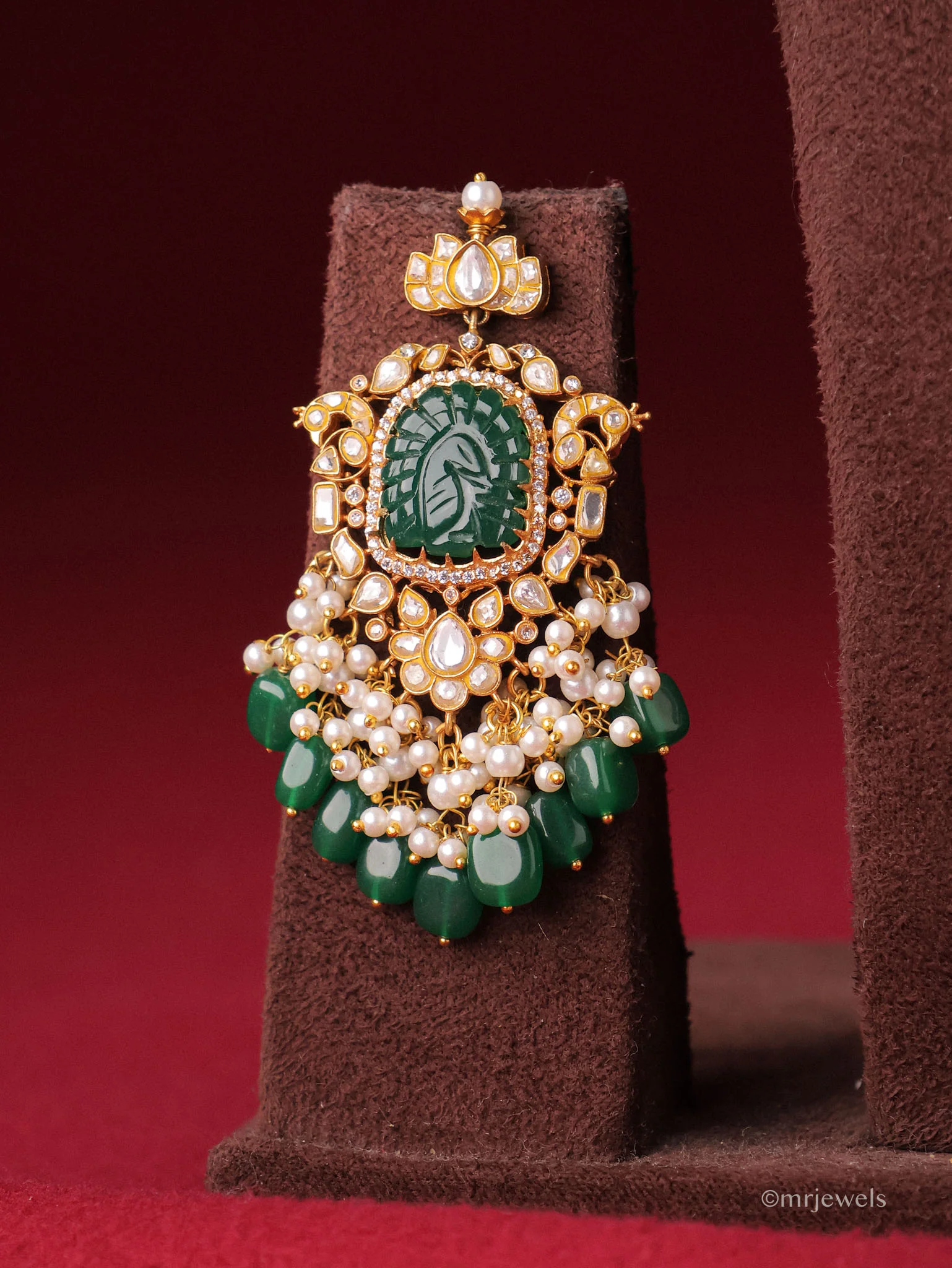 Heritage Royal Kundan Pearl Necklace Set - Image 3