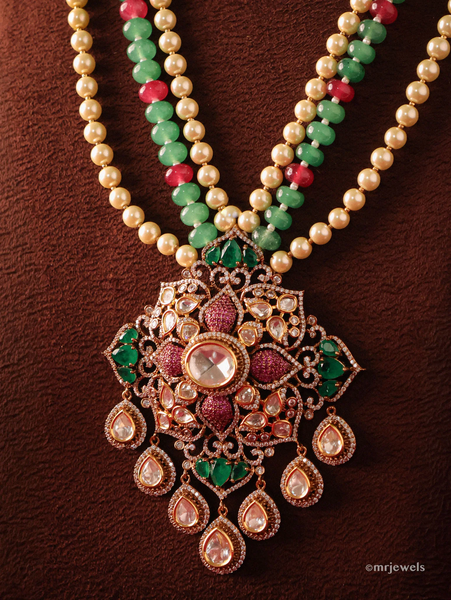 Heritage Ruby Studded Designer Necklace - Image 2