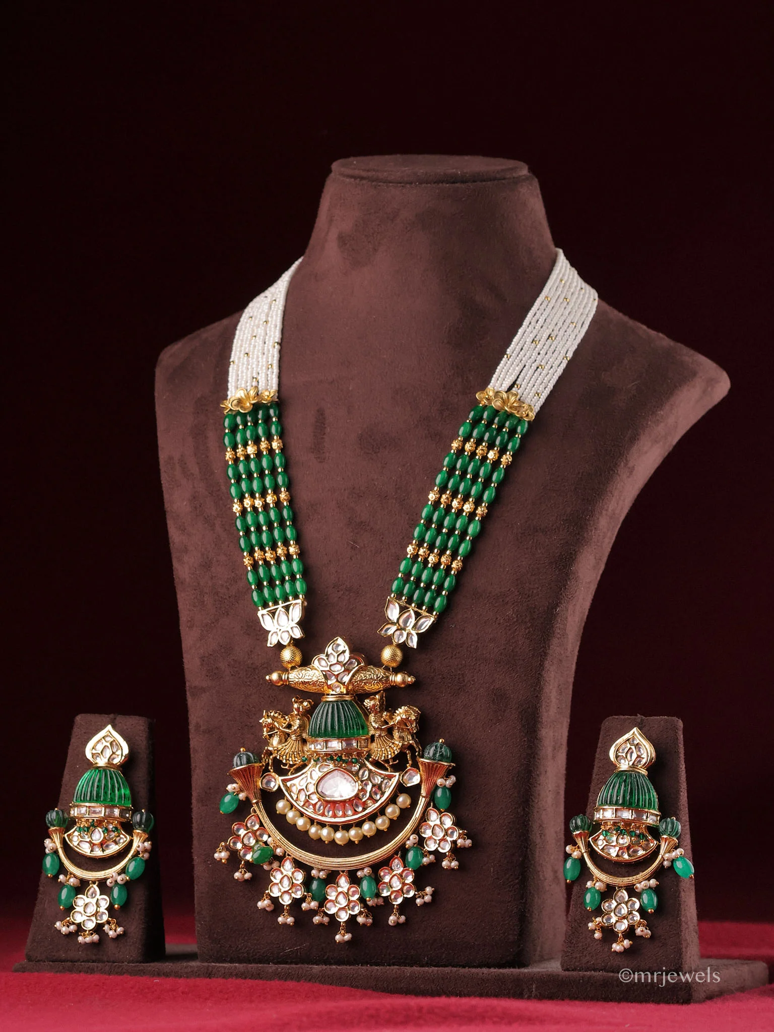 Iraaya Royal Long Kundan Pearl Necklace Set