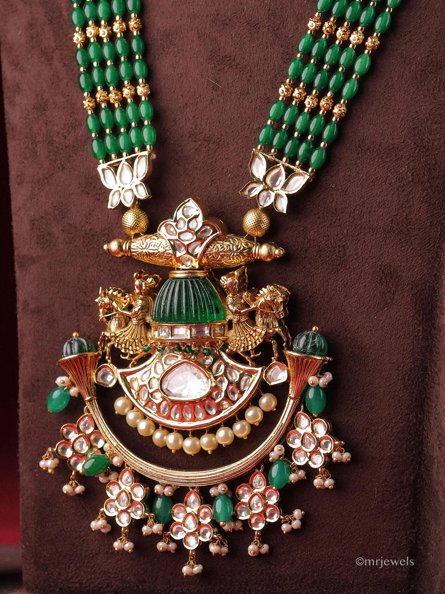 Iraaya Royal Long Kundan Pearl Necklace Set - Image 2