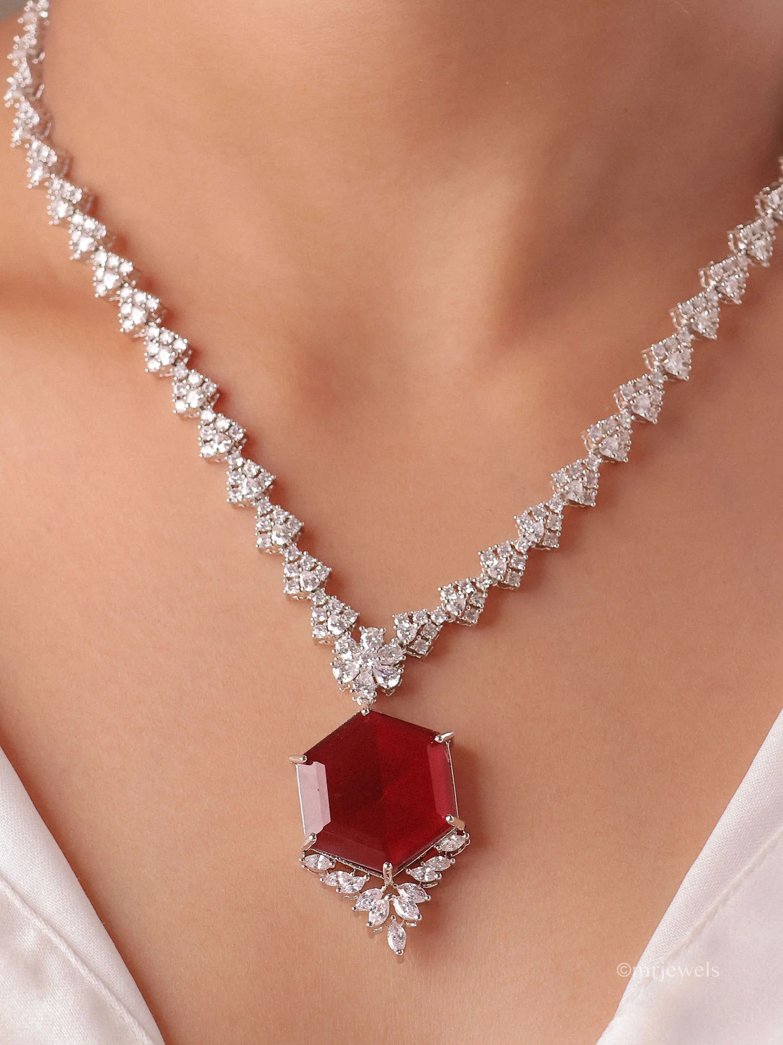 Ishani Statement American Diamond Necklace Set - Image 2