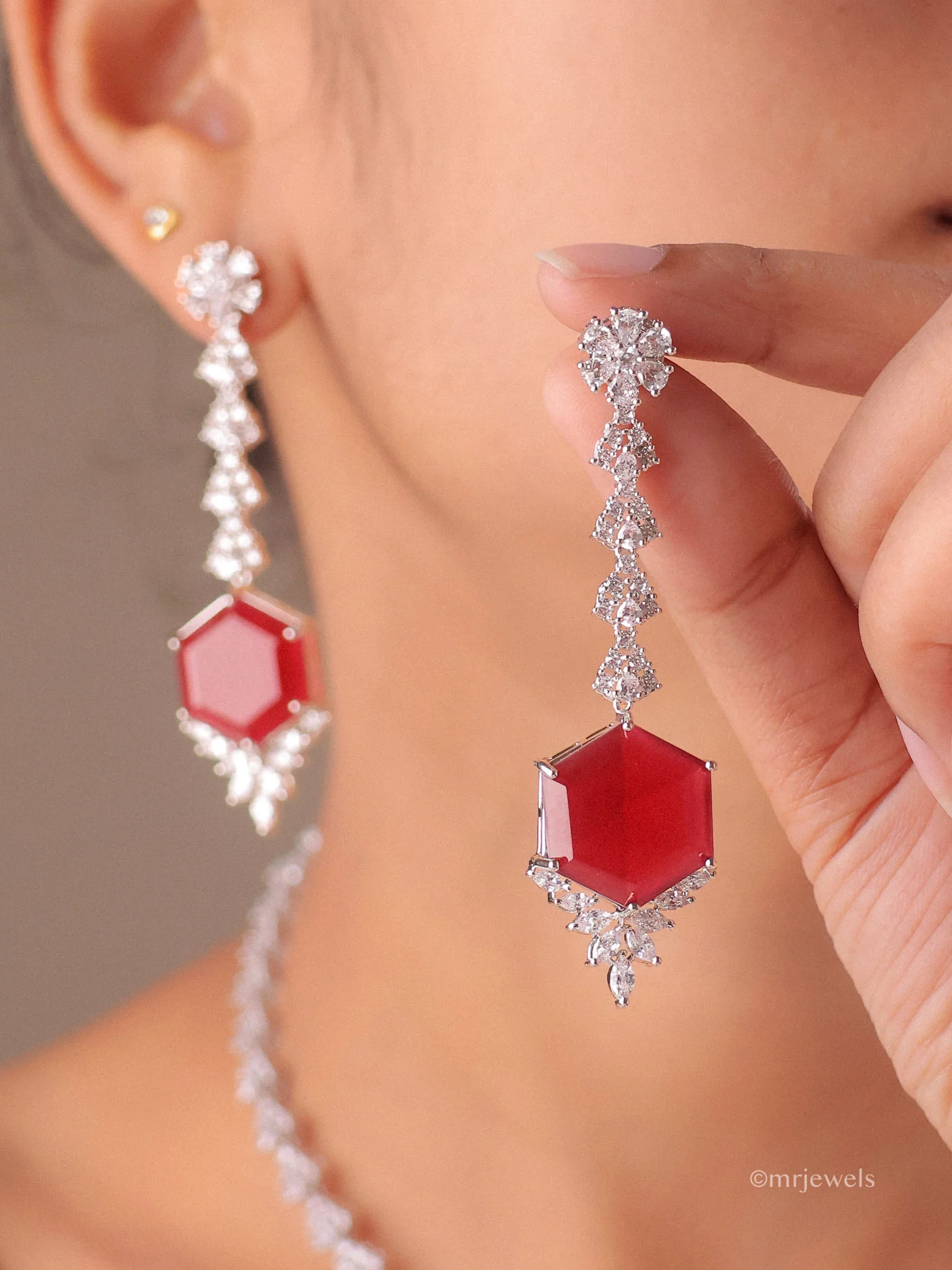 Ishani Statement American Diamond Necklace Set - Image 4