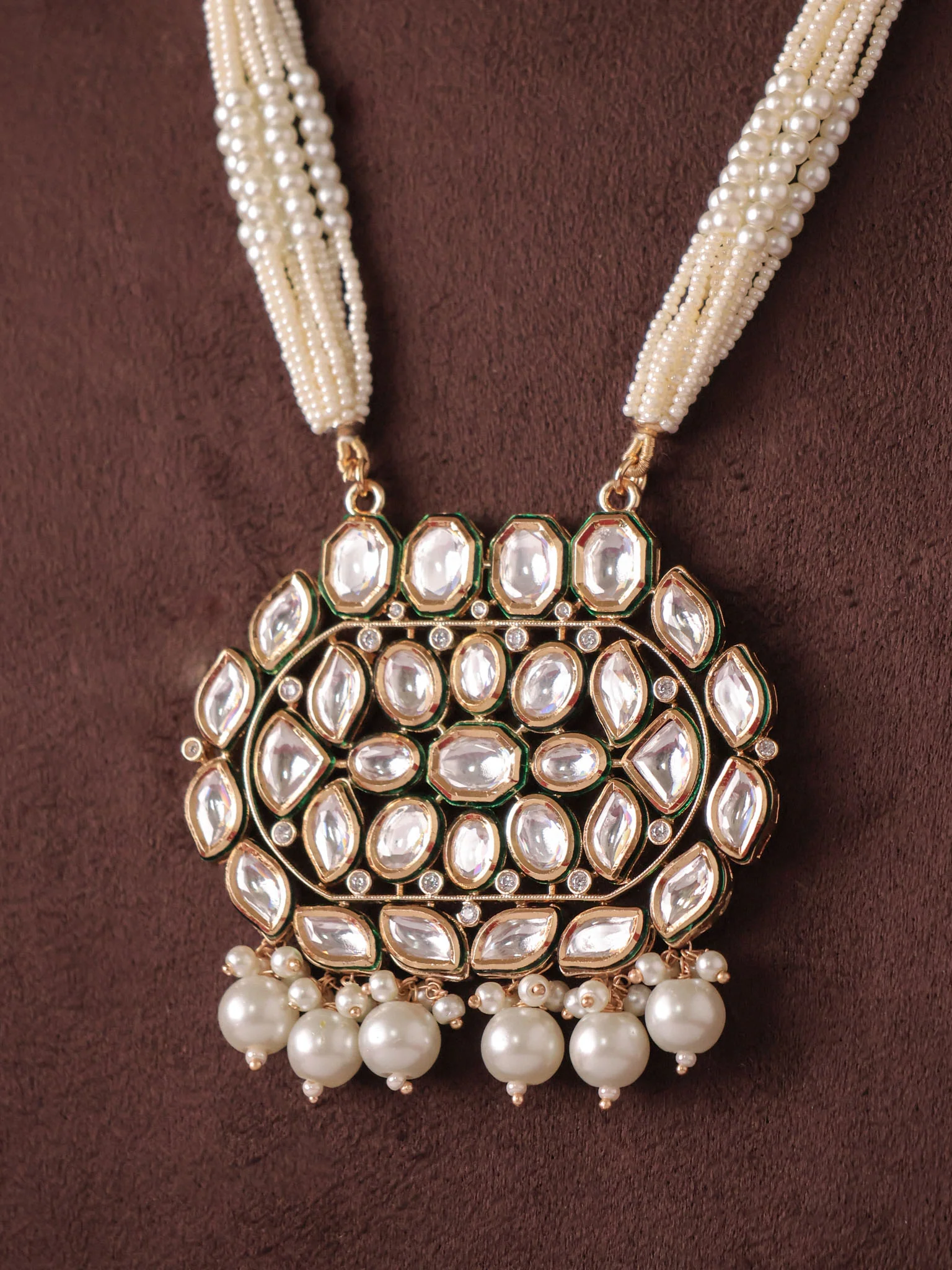 Jharna Polki Pearl Pendant Set - Image 2