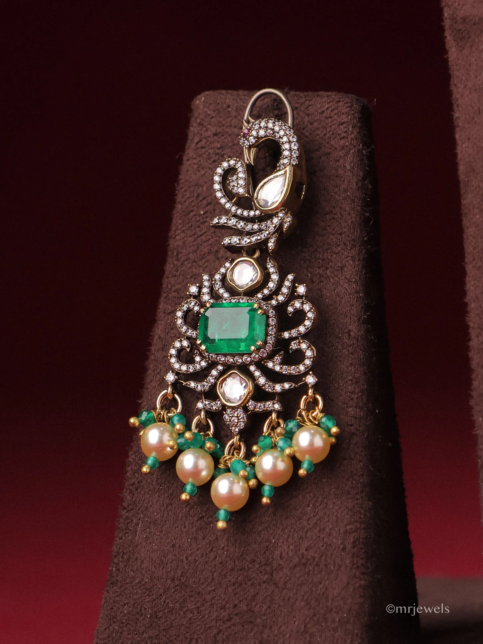 Jivika Victorian Peacock Pearl Necklace Set - Image 3