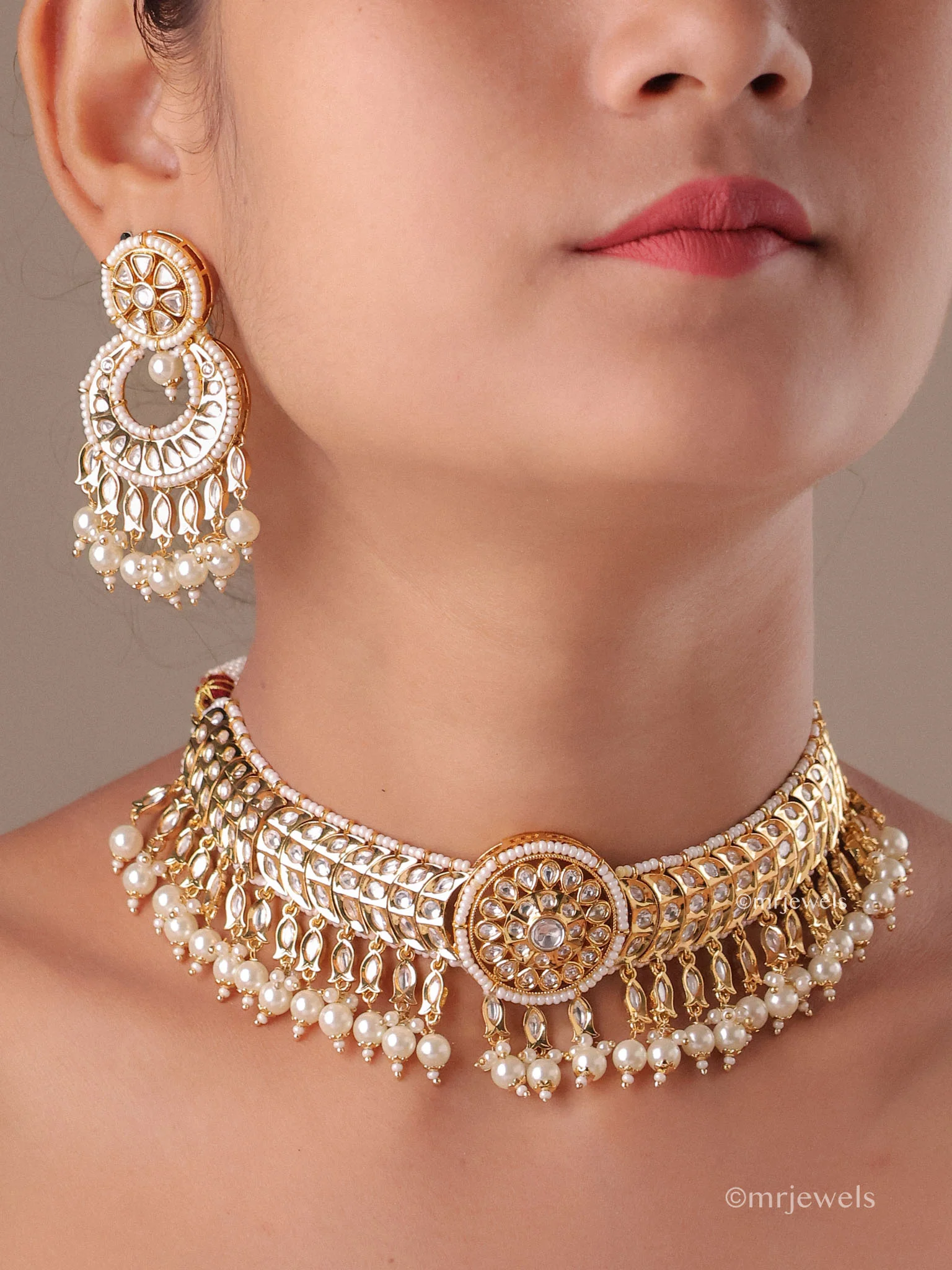 Kairavi Kundan Pearl Drop Necklace Set