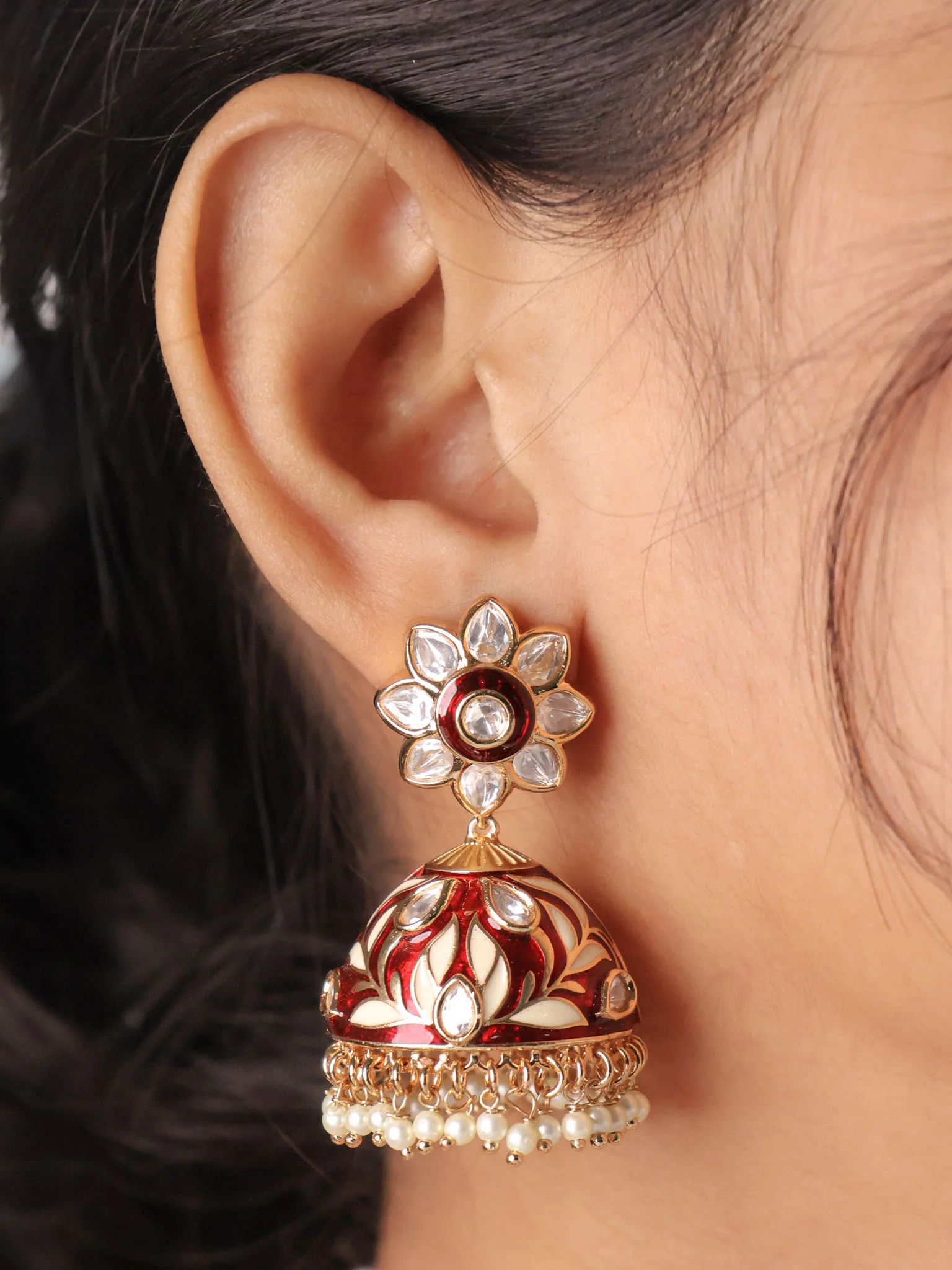 Kajol Inspired Meenakari hasli with matching jhumki - Image 3