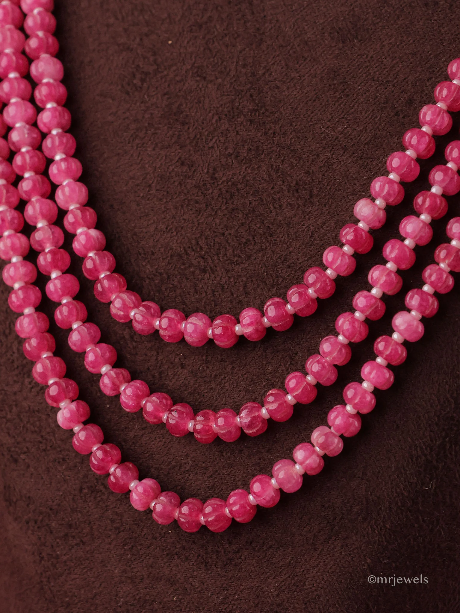 Kiara Layered Long Pumpkin Beaded Necklace - Image 2