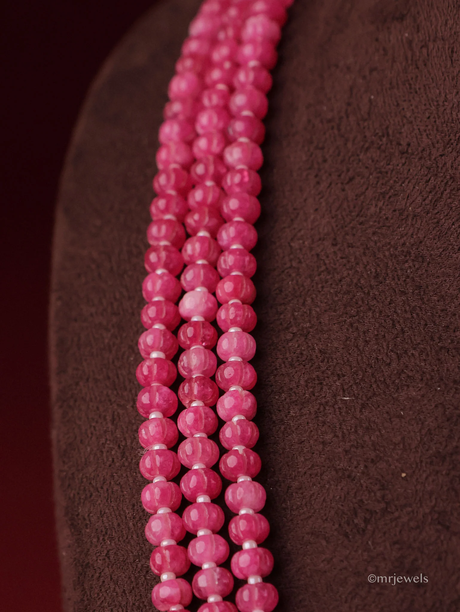 Kiara Layered Long Pumpkin Beaded Necklace - Image 3