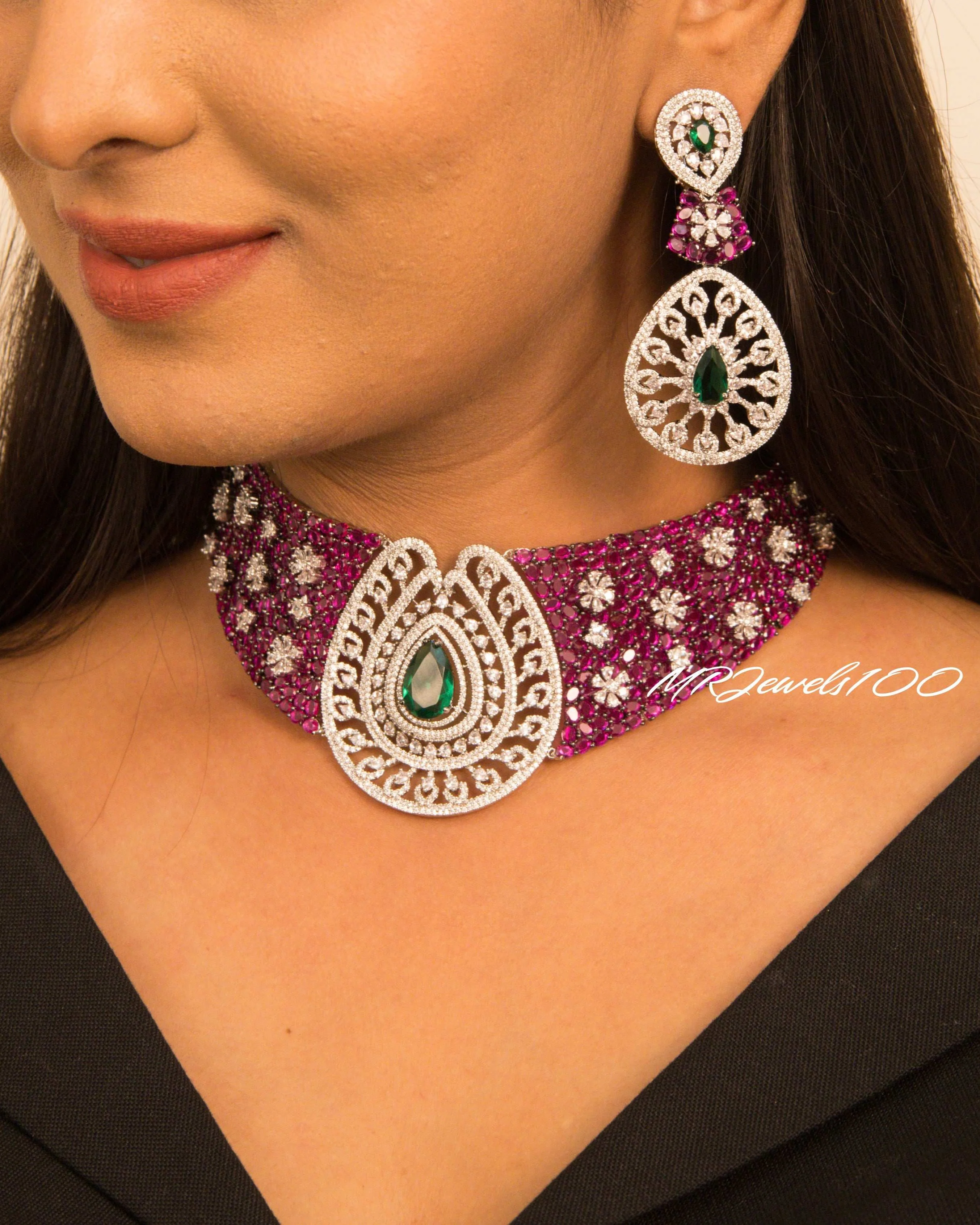 Kiara Nazaqat – Diamond Cut Luxury Necklace Set - Image 2