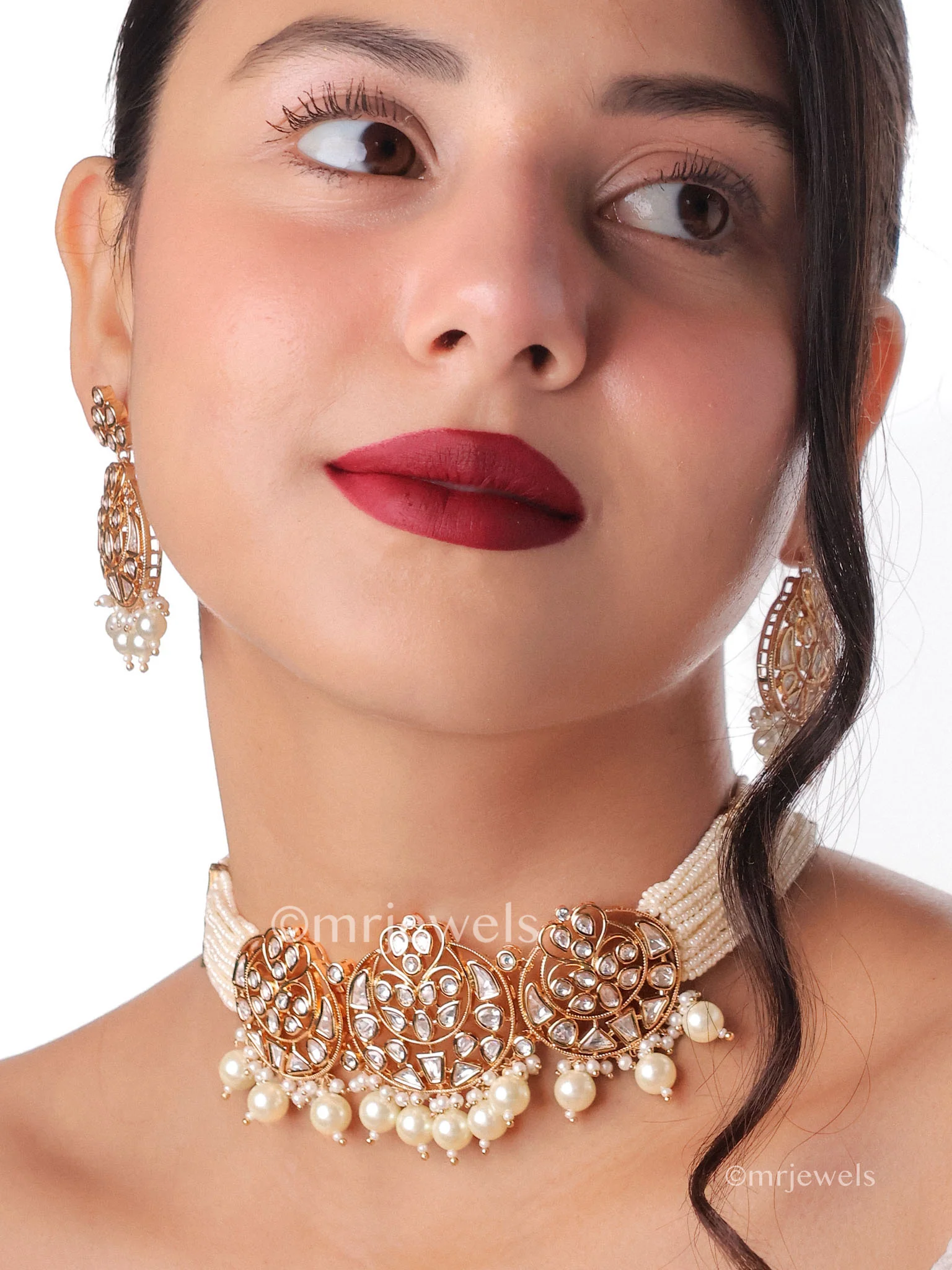 Kiara Polki Pearl Drop Choker Set