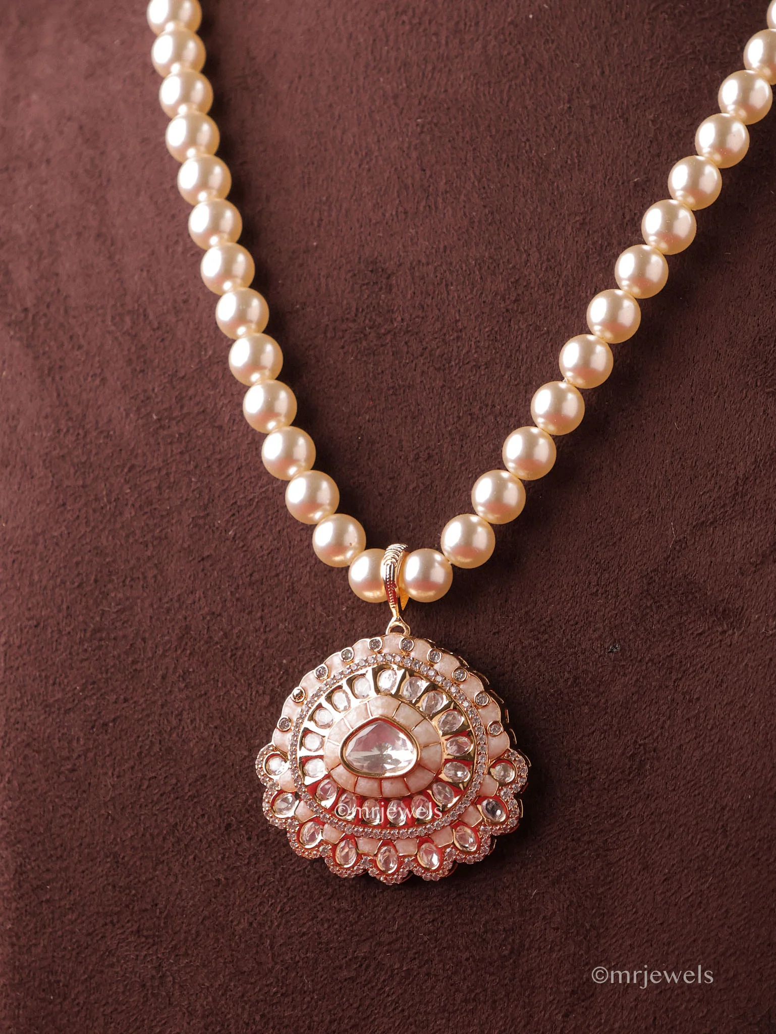 Kiara Polki Pearl Pendant Set - Image 2