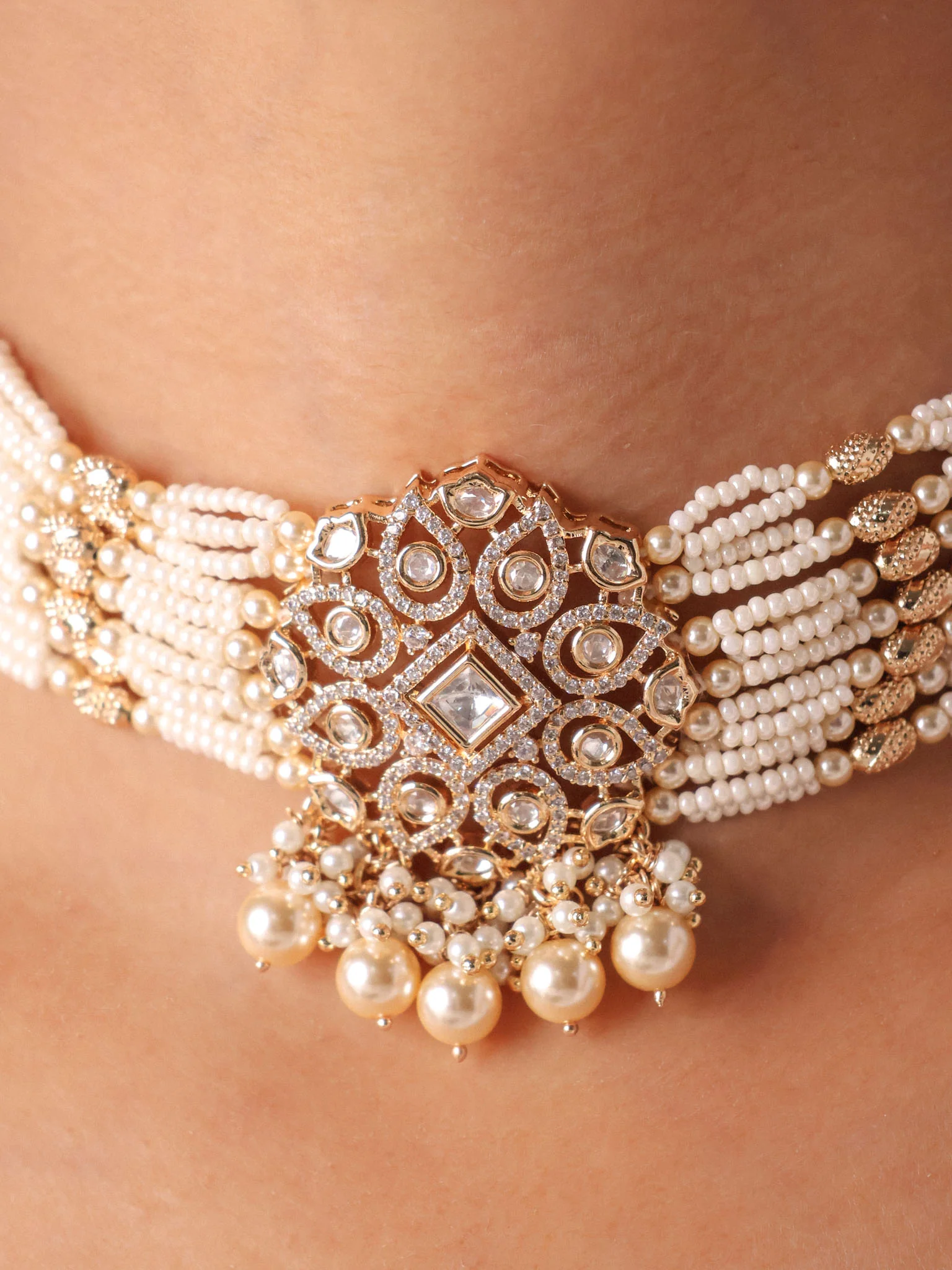 Kiara Statement Pearl Polki Choker Set - Image 2