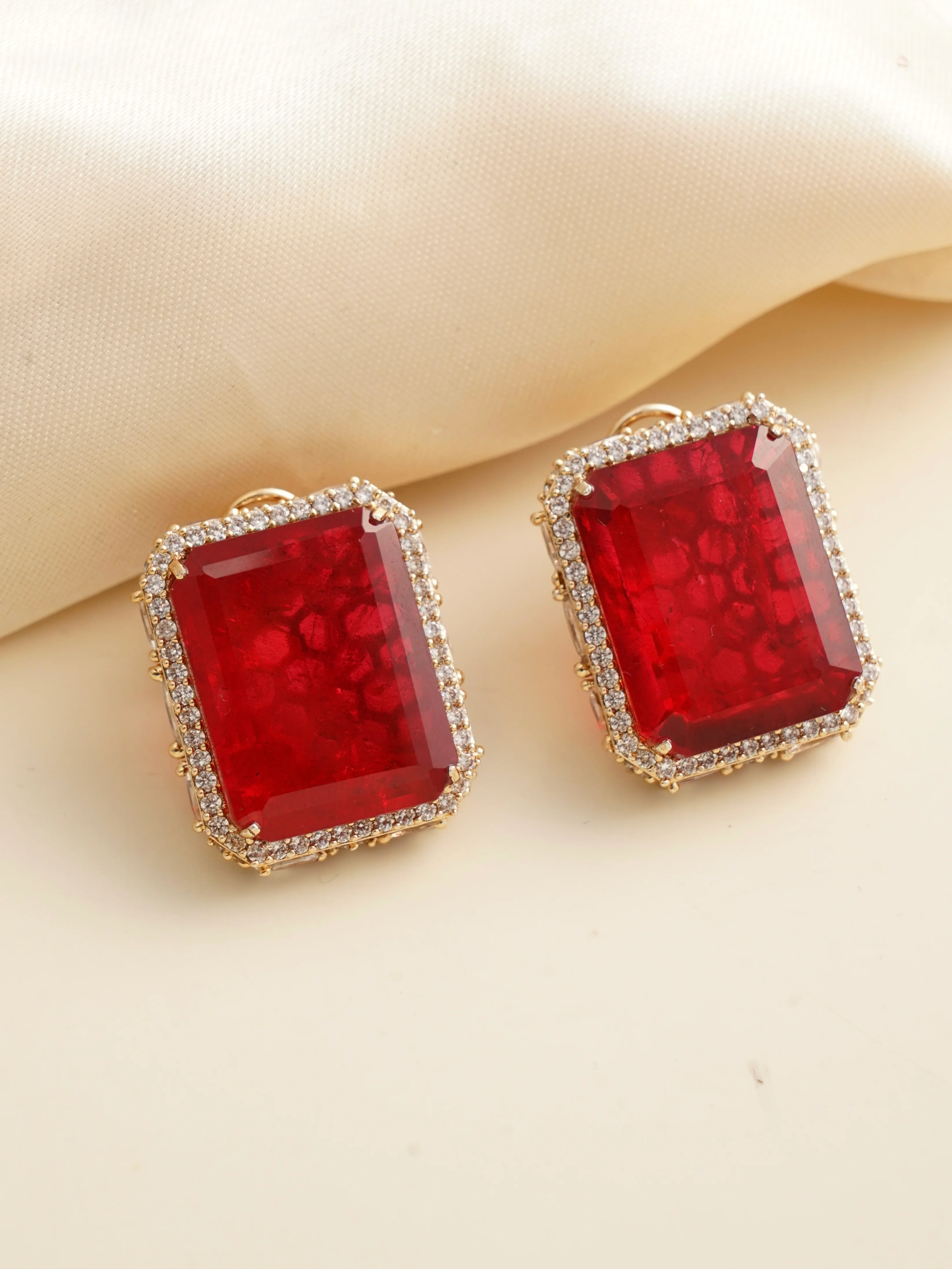 Kiara - Vibrant Doublet stone statement  Earrings - Image 2