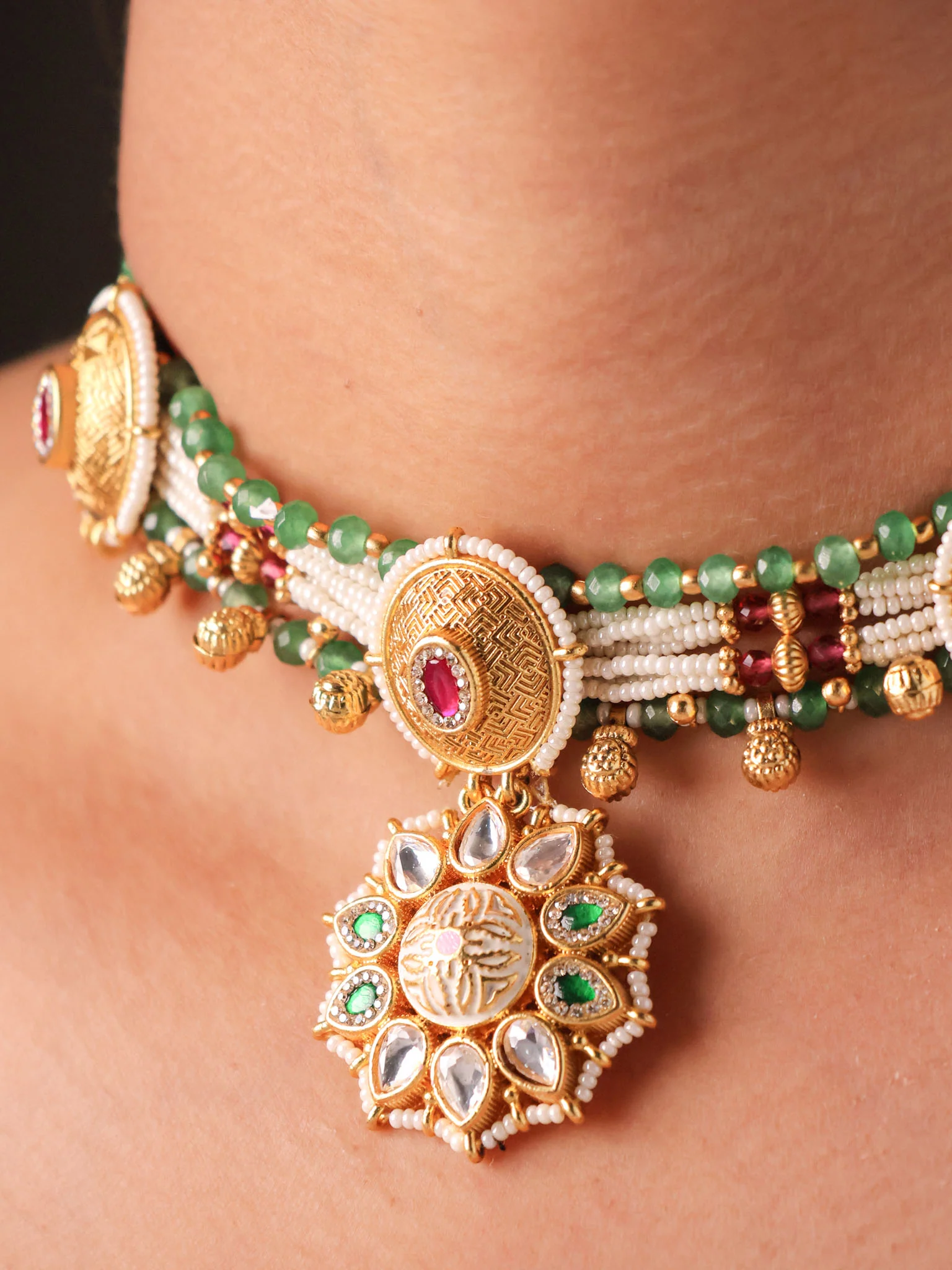 Kundan Beaded Choker Set - Image 2