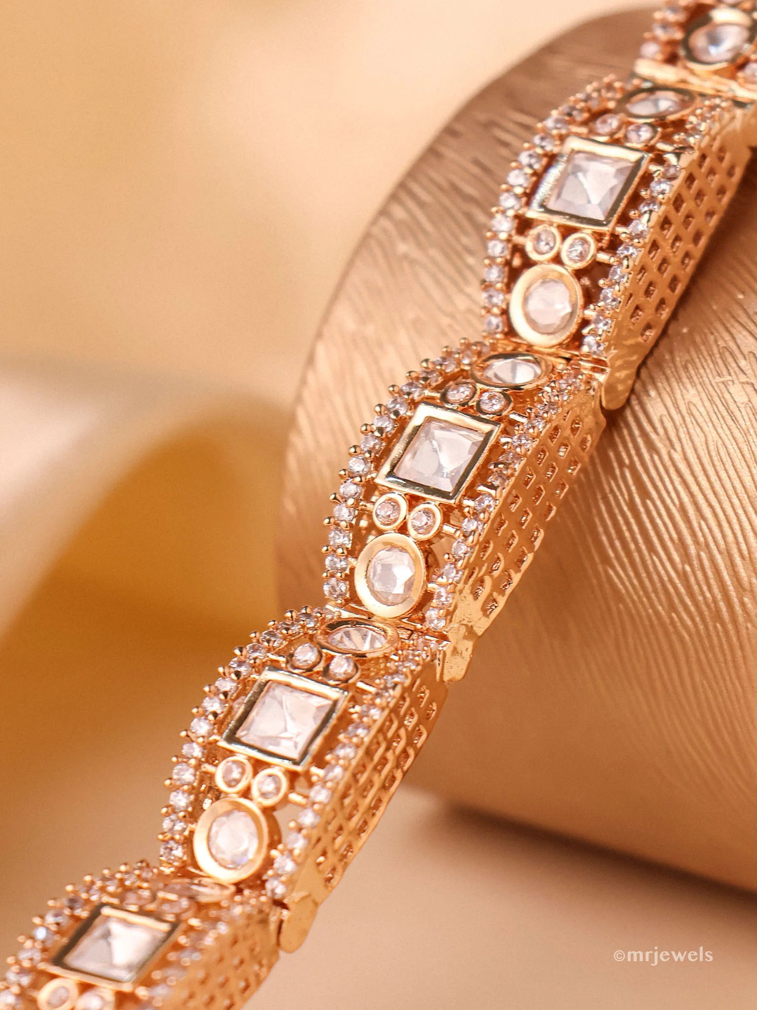 Kundan Polki Bracelet | Micron Gold Plated | 19cm - Image 2
