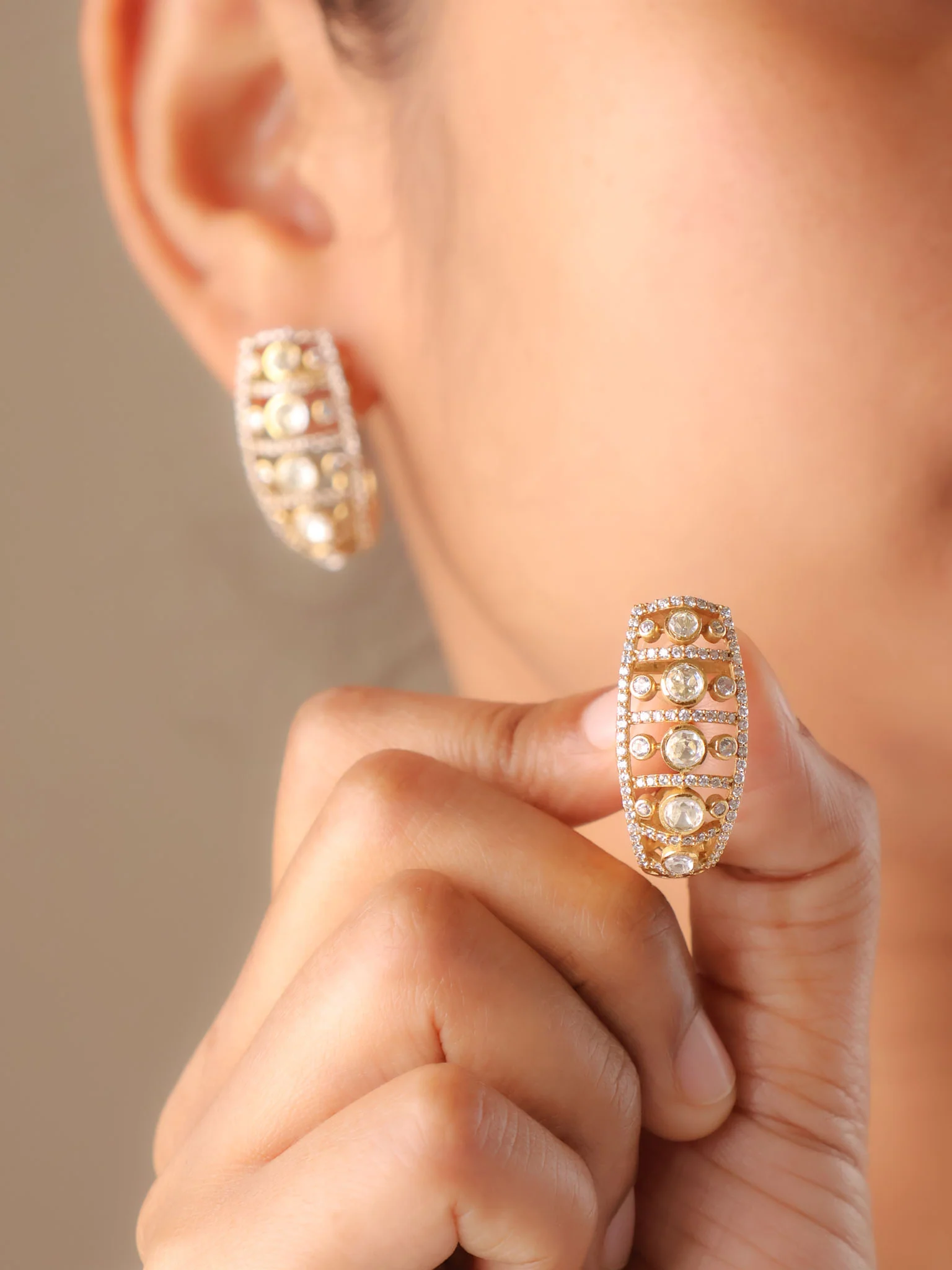 Kundan Polki Half Hoop