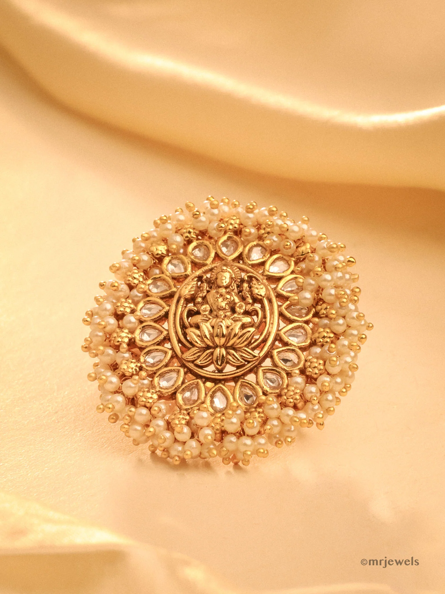 Lakshmi Pearls Ring-Adjustable size - Image 2