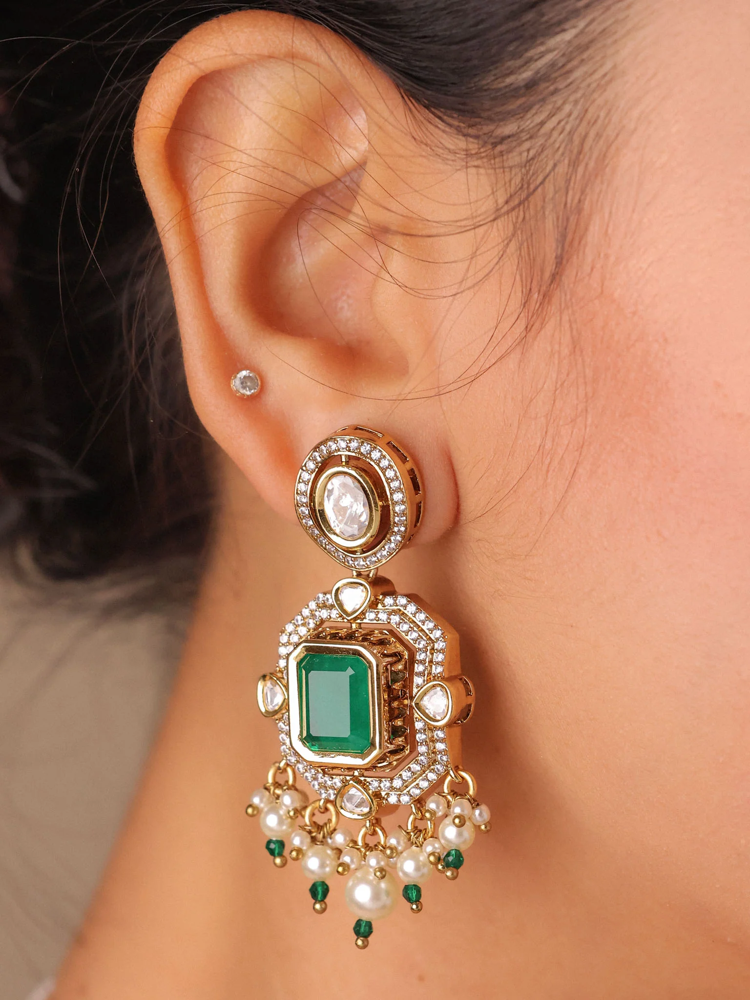 Lavanya Emerald Ruby Polki Choker Set - Image 7