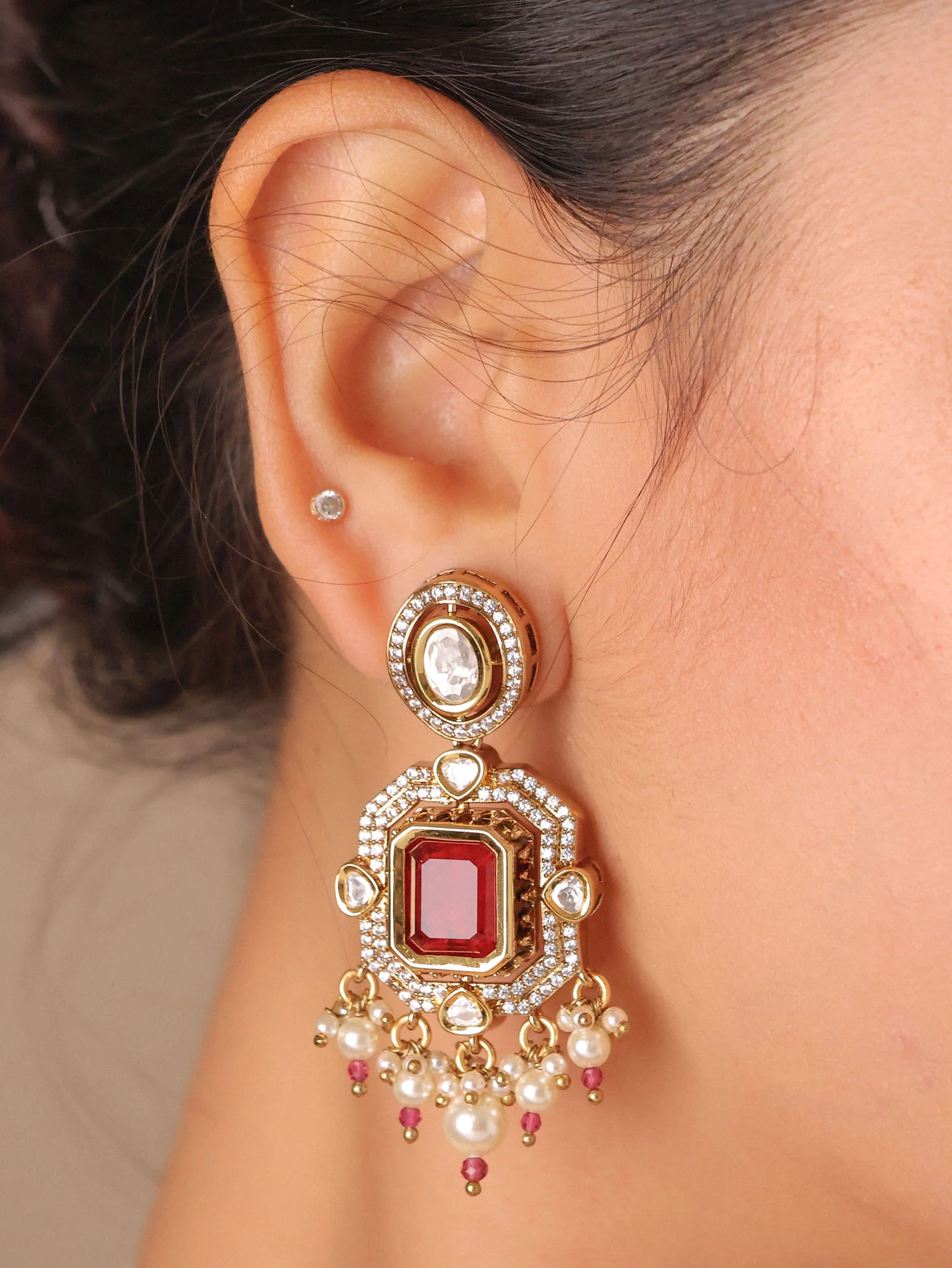 Lavanya Emerald Ruby Polki Choker Set - Image 9