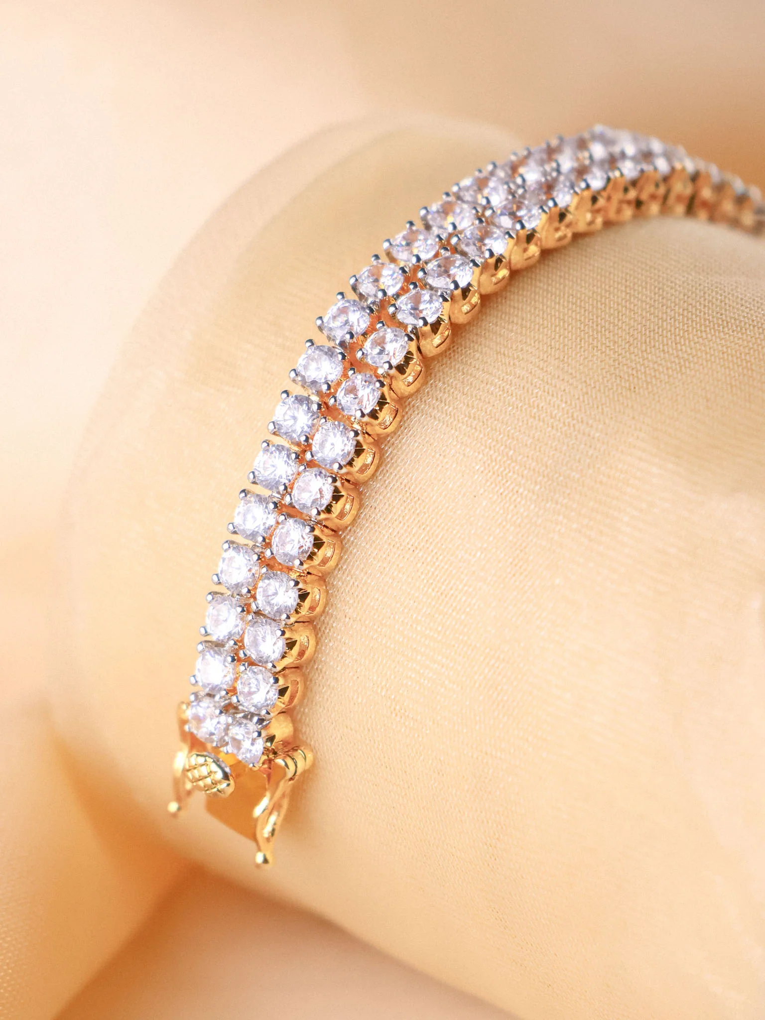 Layered Tennis American Diamond Bracelet