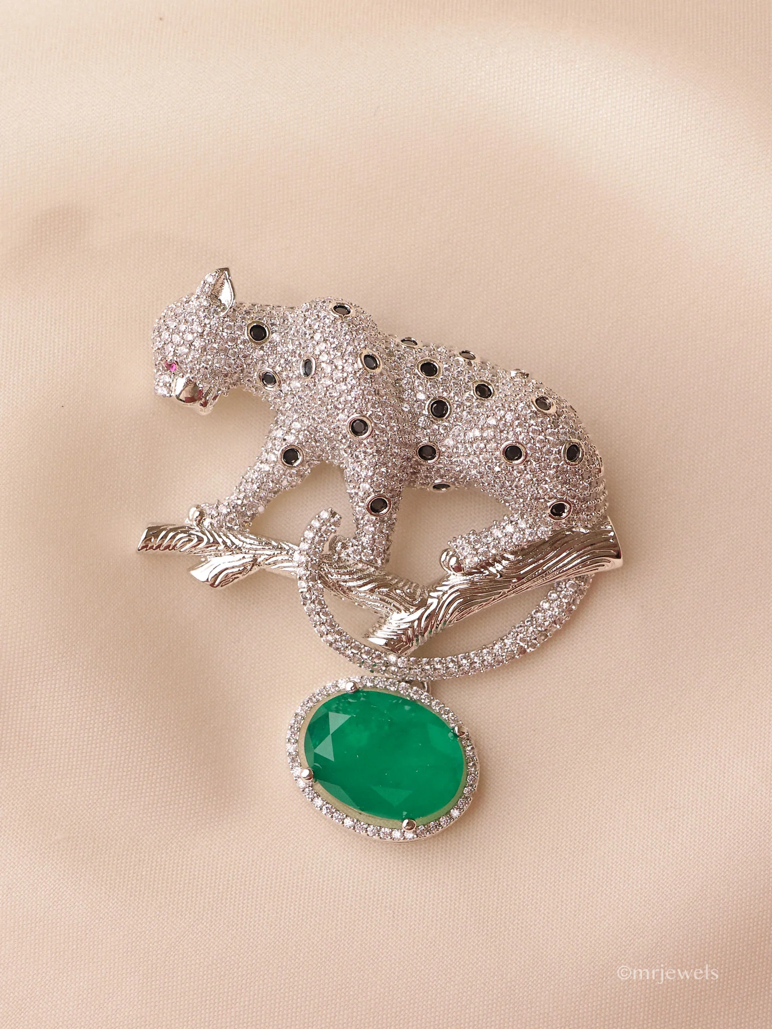 Leopard Statement Emerald Green Brooch