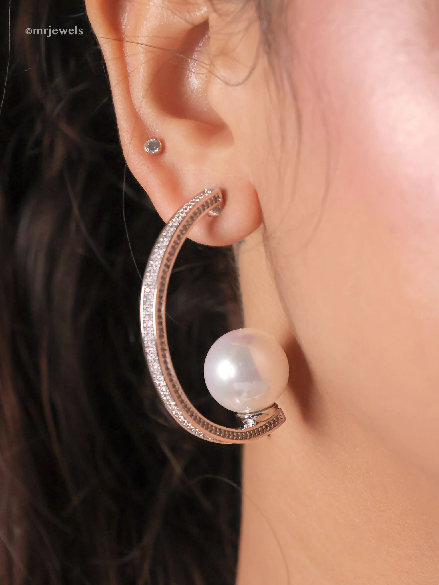 Luna Orbit Pearl Hoop - Image 2
