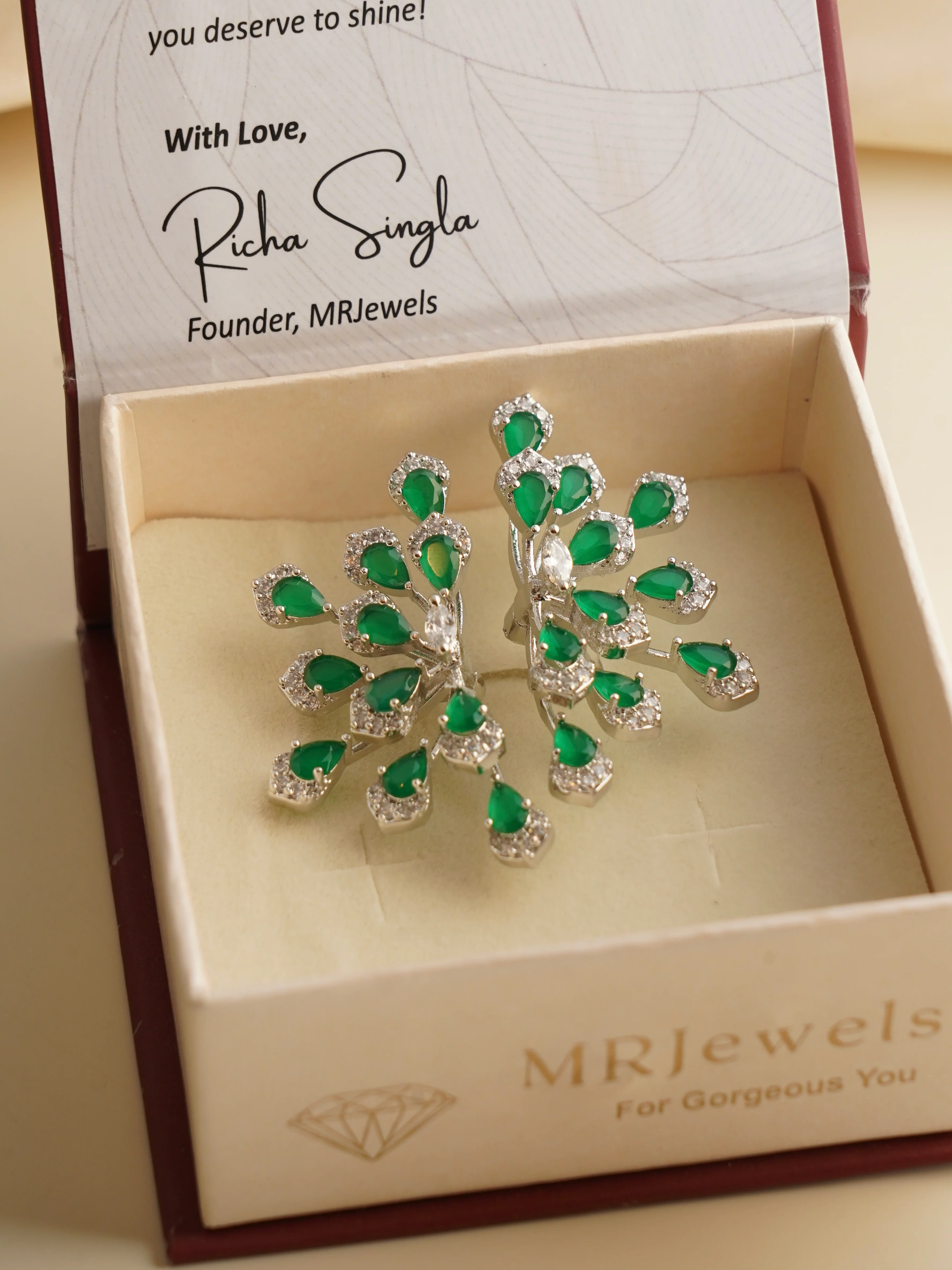 Lux Designer Emerald Cocktail Ring-Free size - Image 3