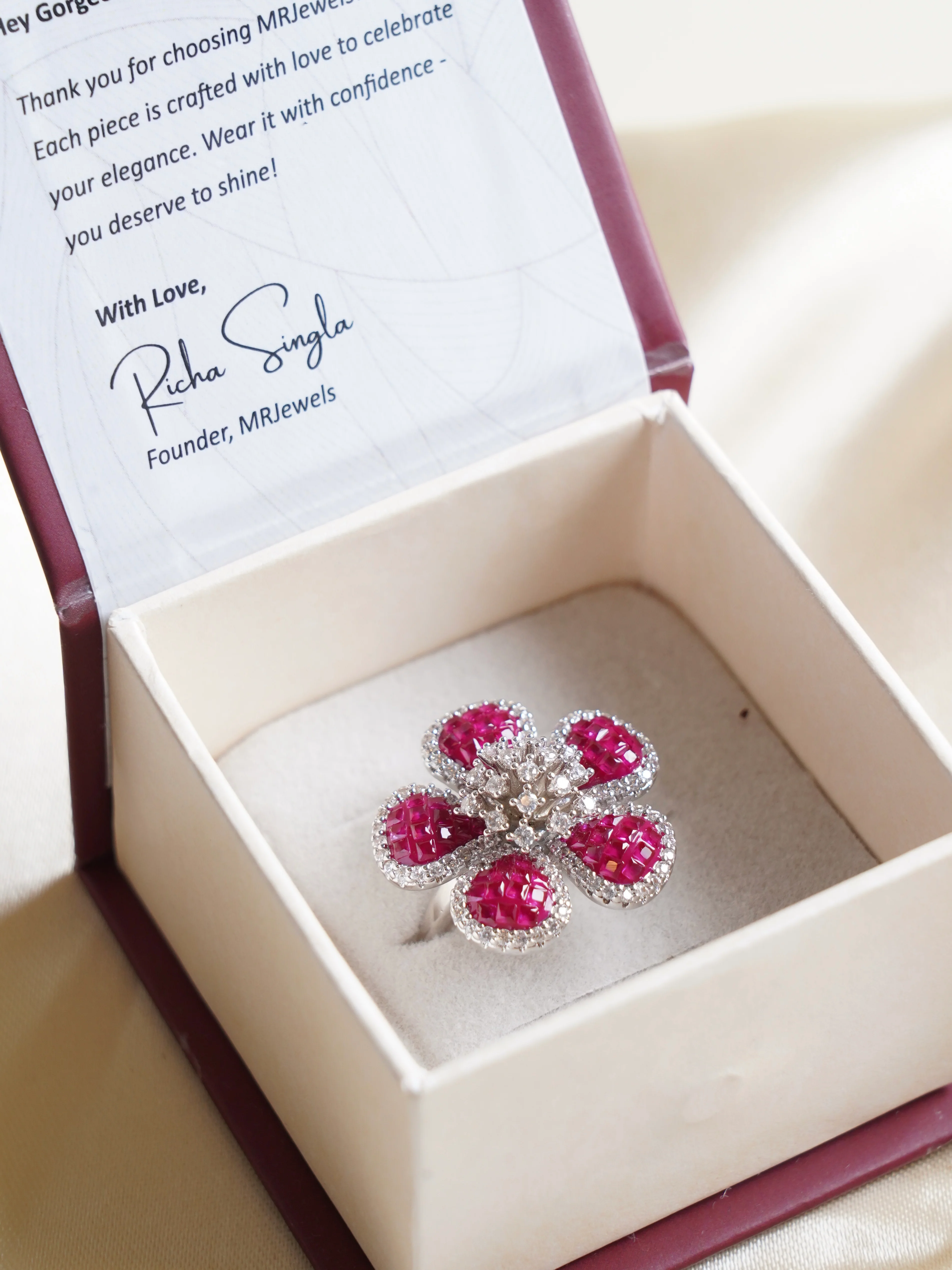 Luxe Mosaic Flower Cocktail Ring