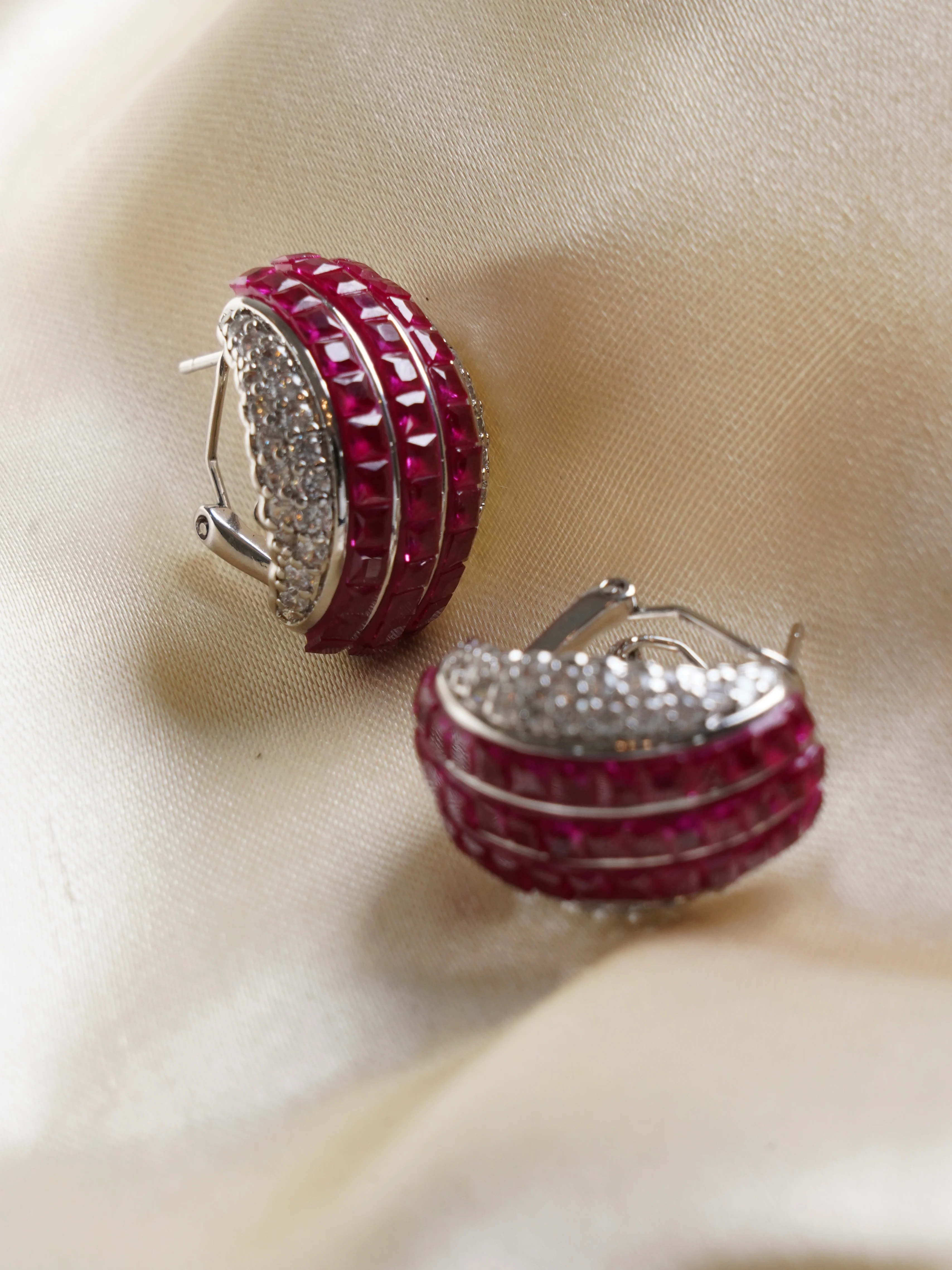 Luxe Ruby & Multicolor Stud Earrings - Image 2