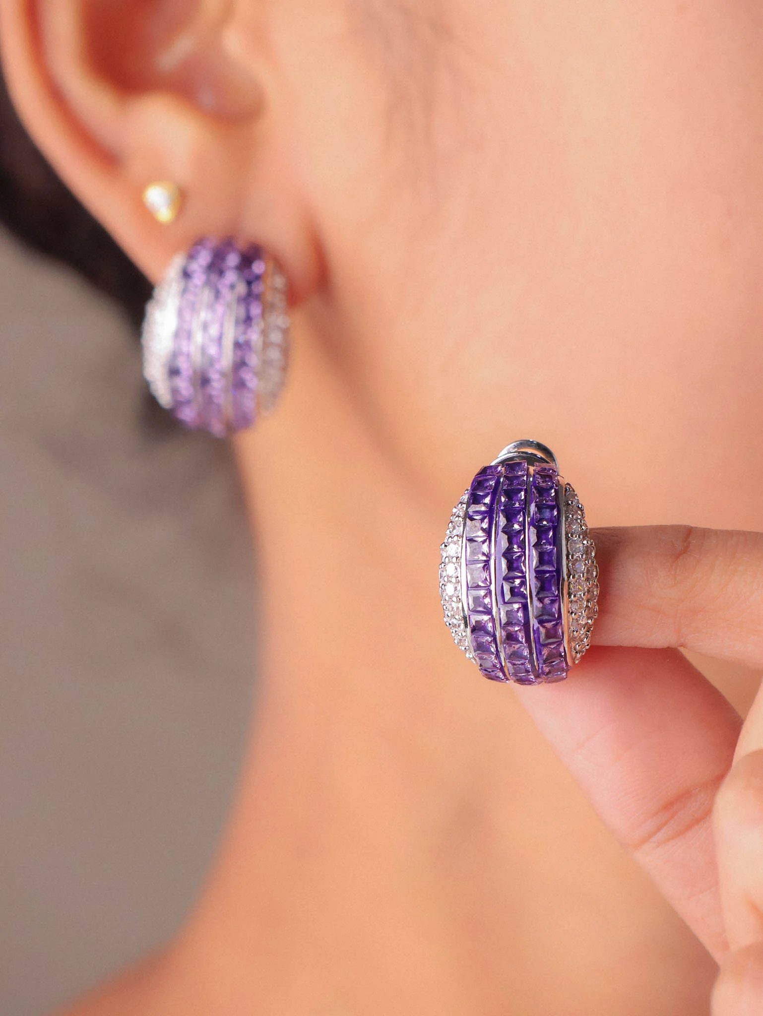 Luxe Ruby & Multicolor Stud Earrings - Image 7