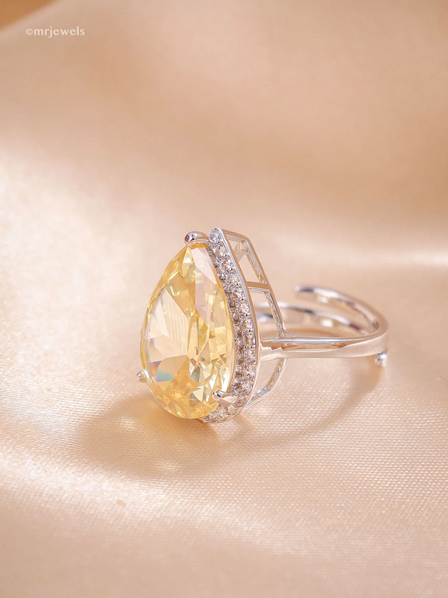 Luxe Teardrop Cocktail Ring (Adjustable) - Image 2