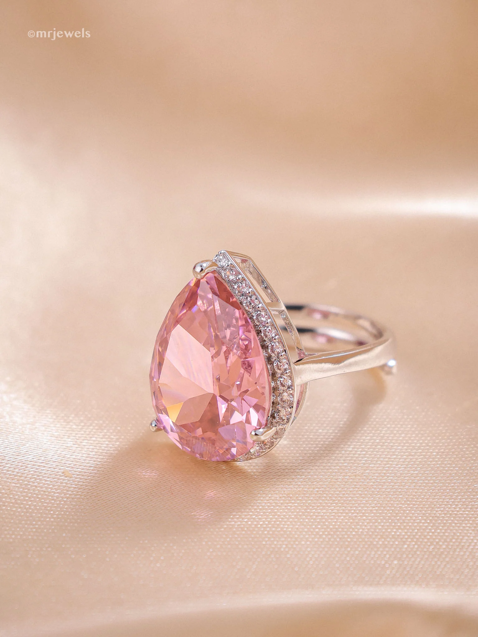 Luxe Teardrop Cocktail Ring (Adjustable) - Image 3