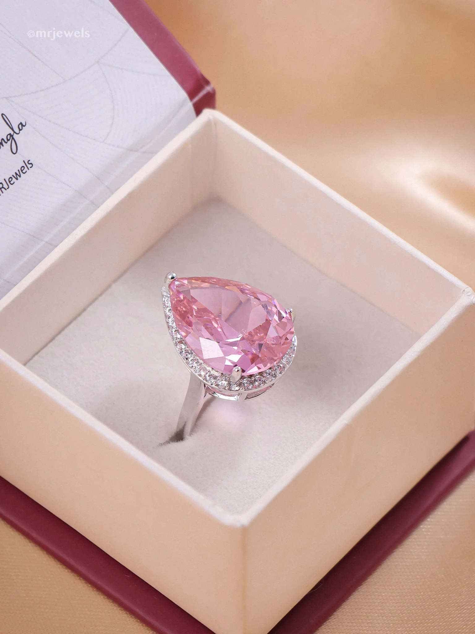 Luxe Teardrop Cocktail Ring (Adjustable) - Image 8