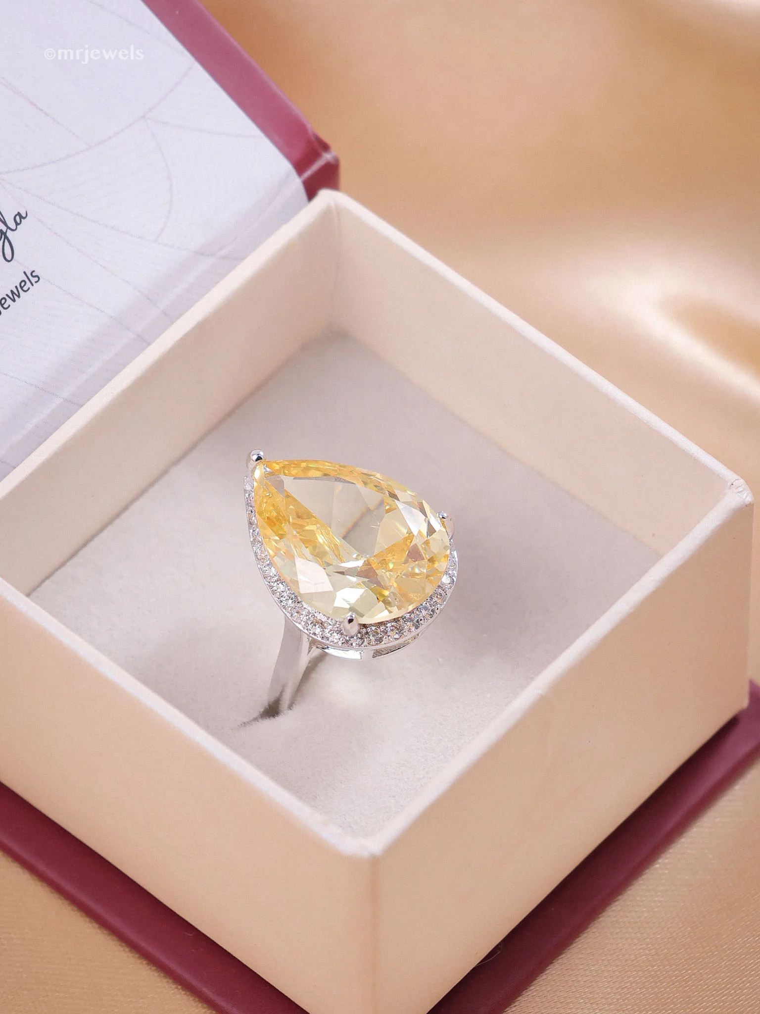Luxe Teardrop Cocktail Ring (Adjustable) - Image 9