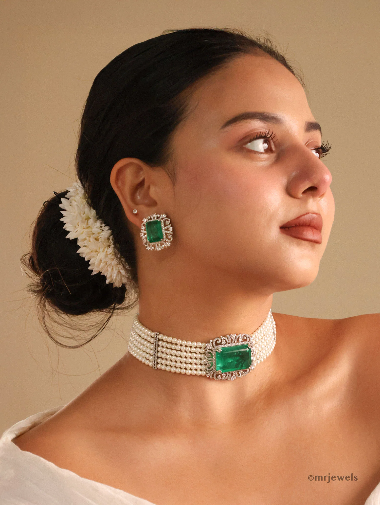 Luxury Emerald & Pearl Choker Set | Emerald Jewellery