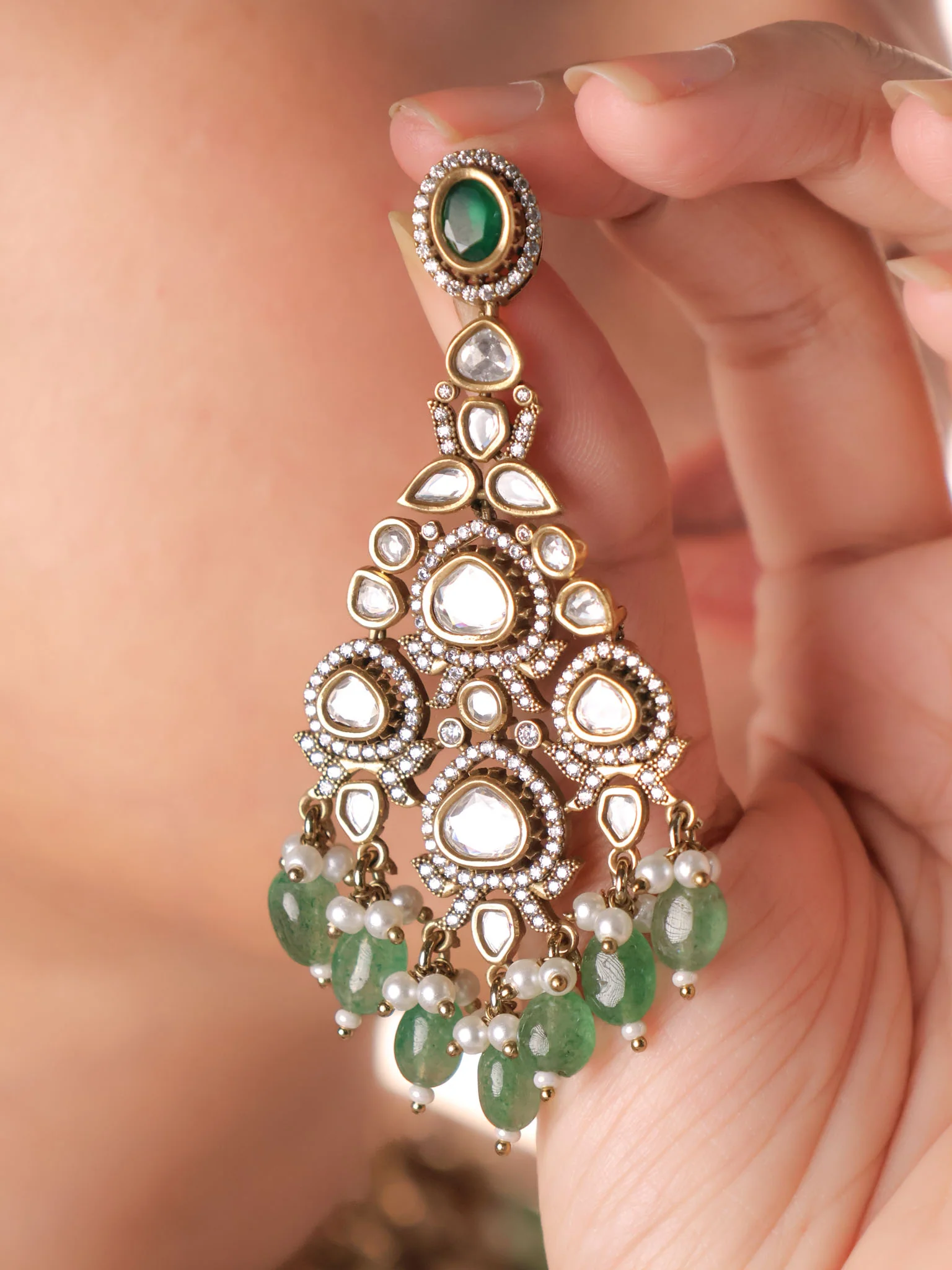 Maharani Jharokha Polki  Choker Set (Emerald) - Image 3