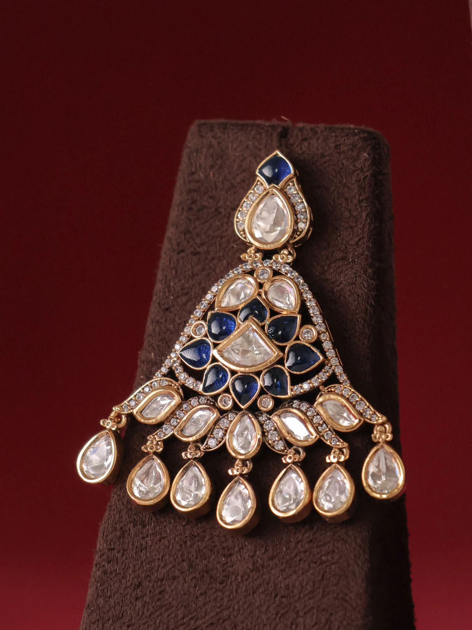 Maharani Polki Pearl Multistrand Necklace Set - Image 3