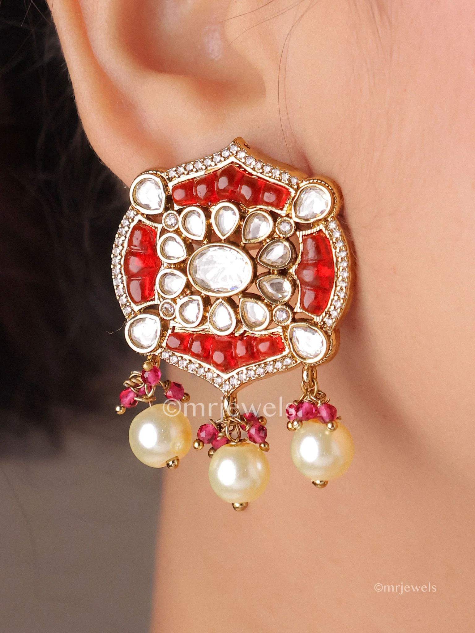 Maheera Kundan Peacock Pearl Choker Set - Image 3