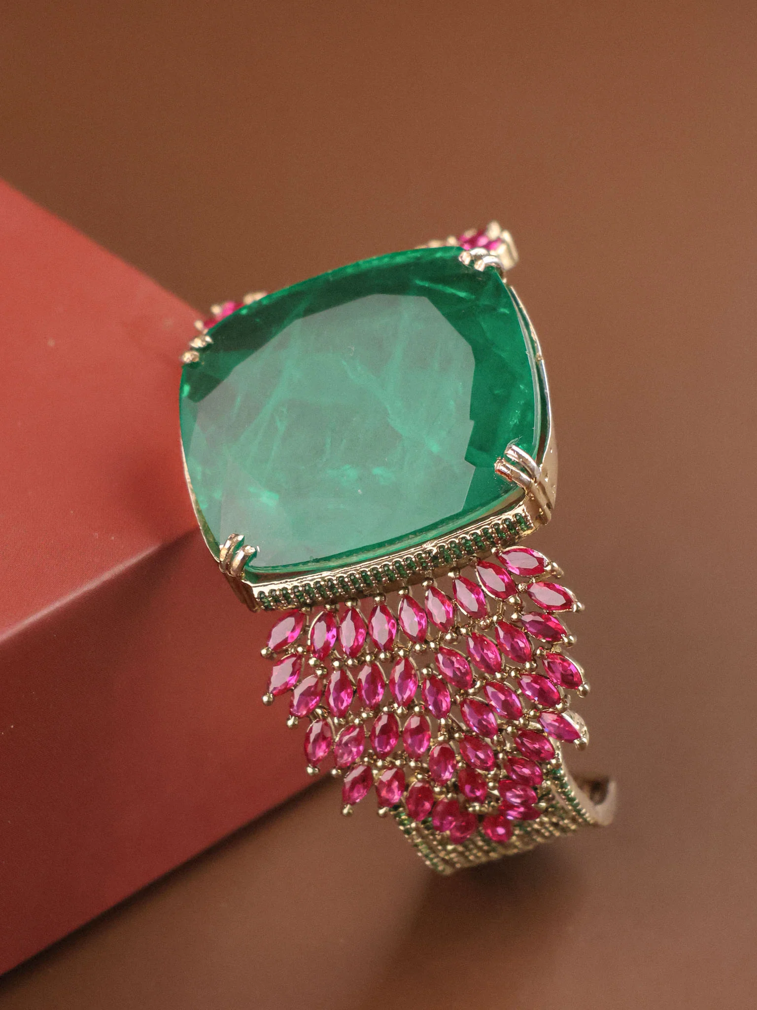 Majestic Gemstone Cascade Cuff Bracelete