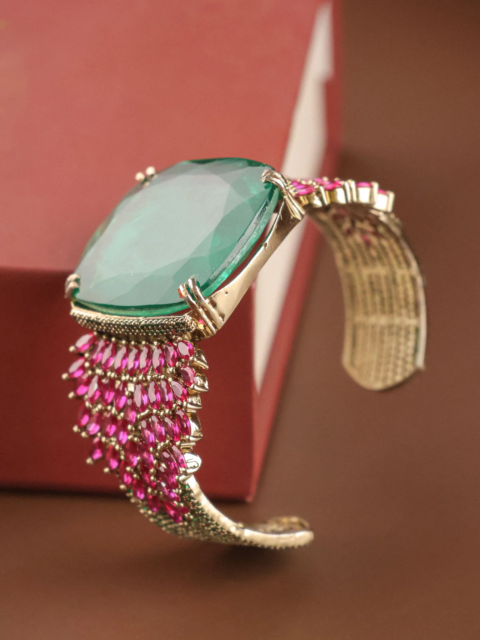 Majestic Gemstone Cascade Cuff Bracelete - Image 2