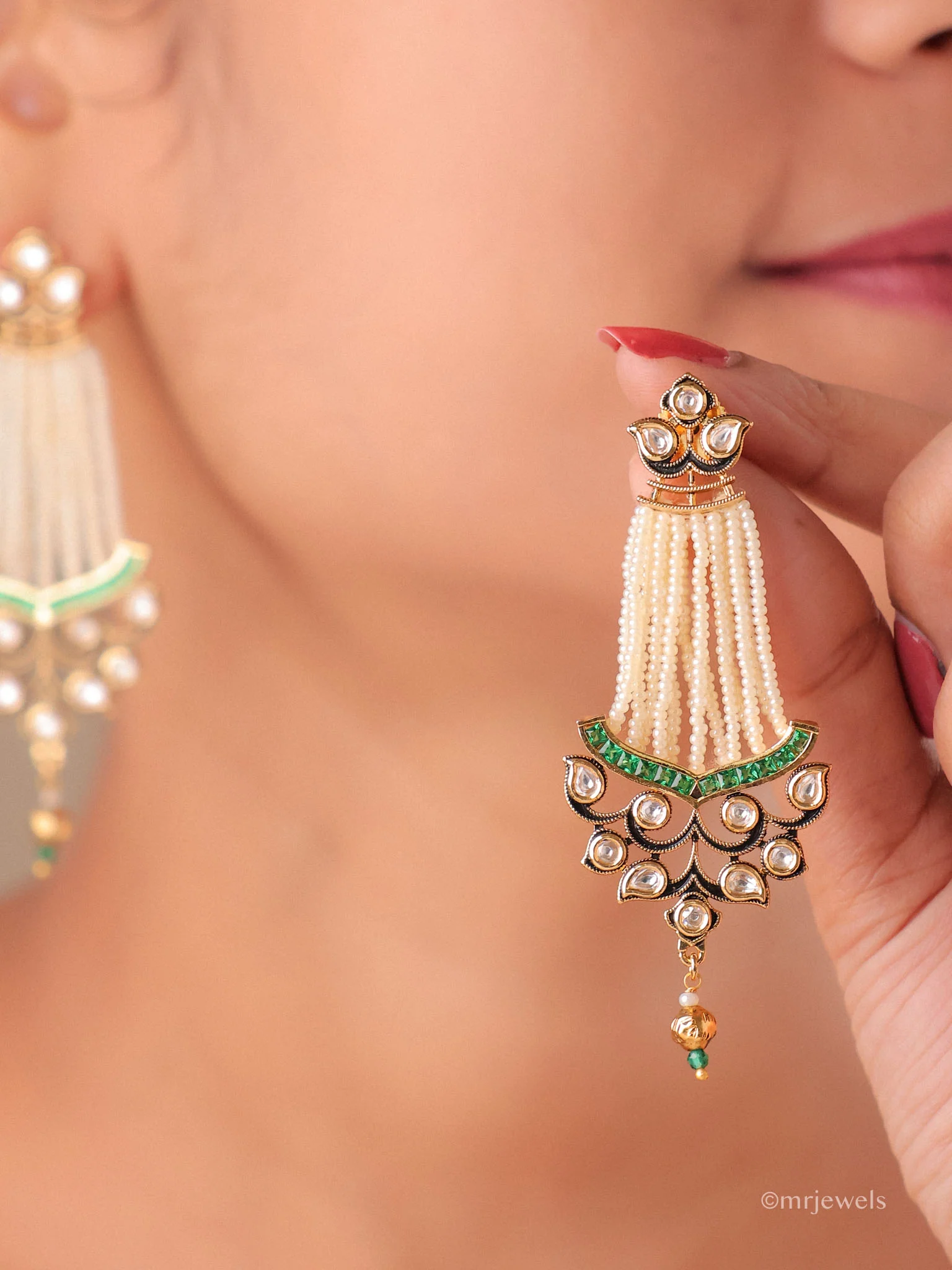 Pearl Statement Long Earrings Chandeliers - Image 4
