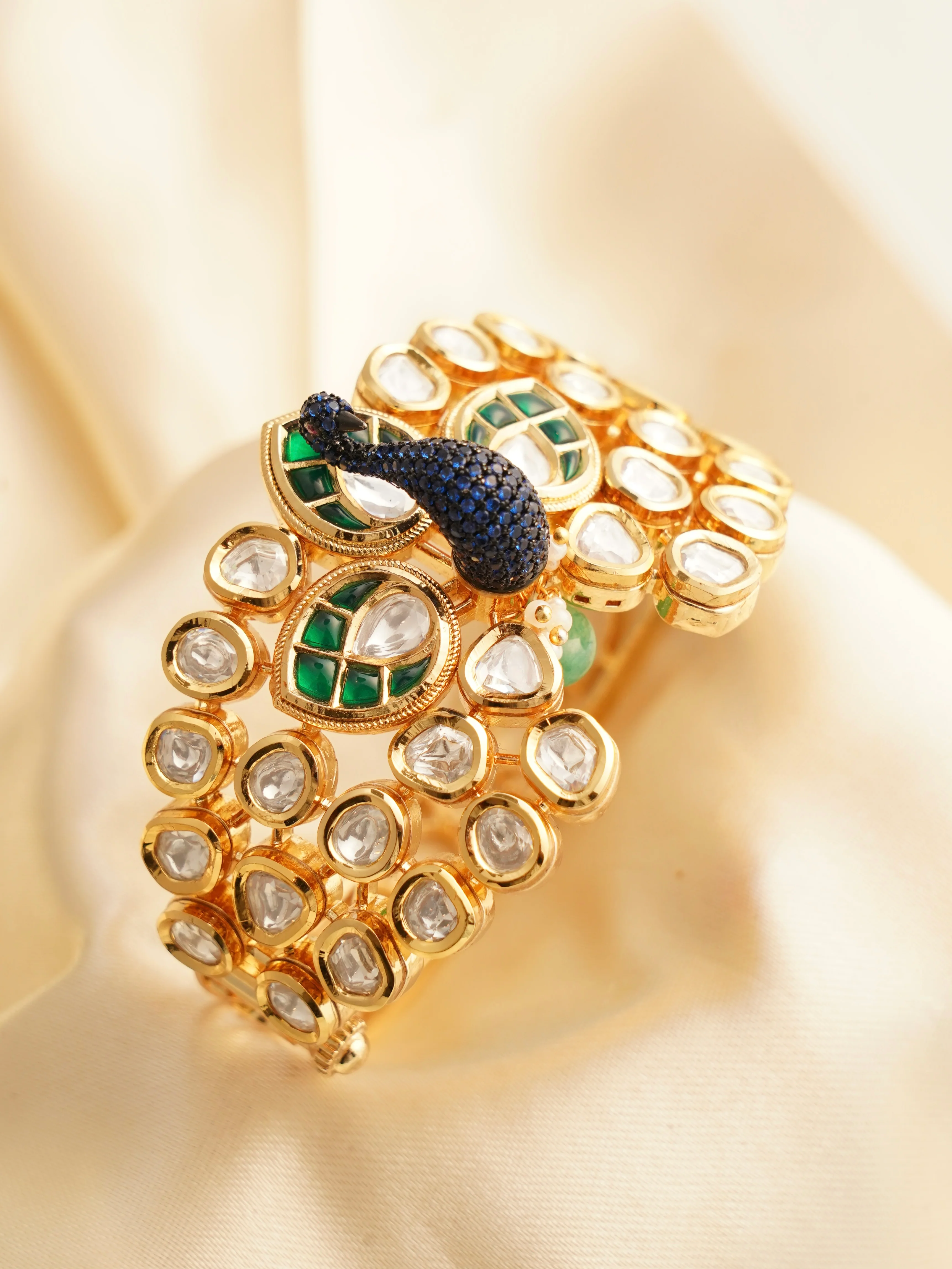Majestic Peacock-Inspired Gold Bracelet / Kada - Image 4