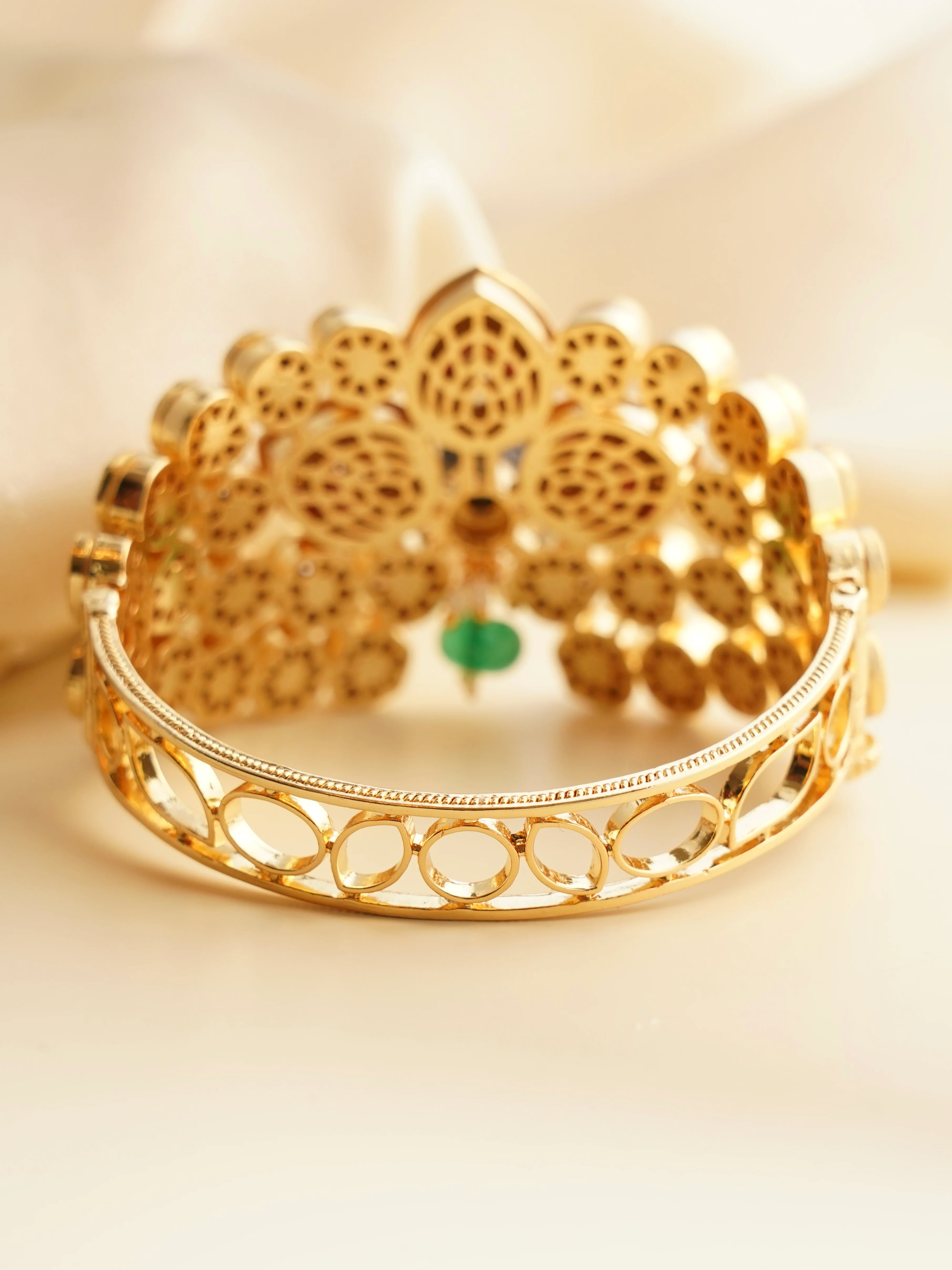 Majestic Peacock-Inspired Gold Bracelet / Kada - Image 5