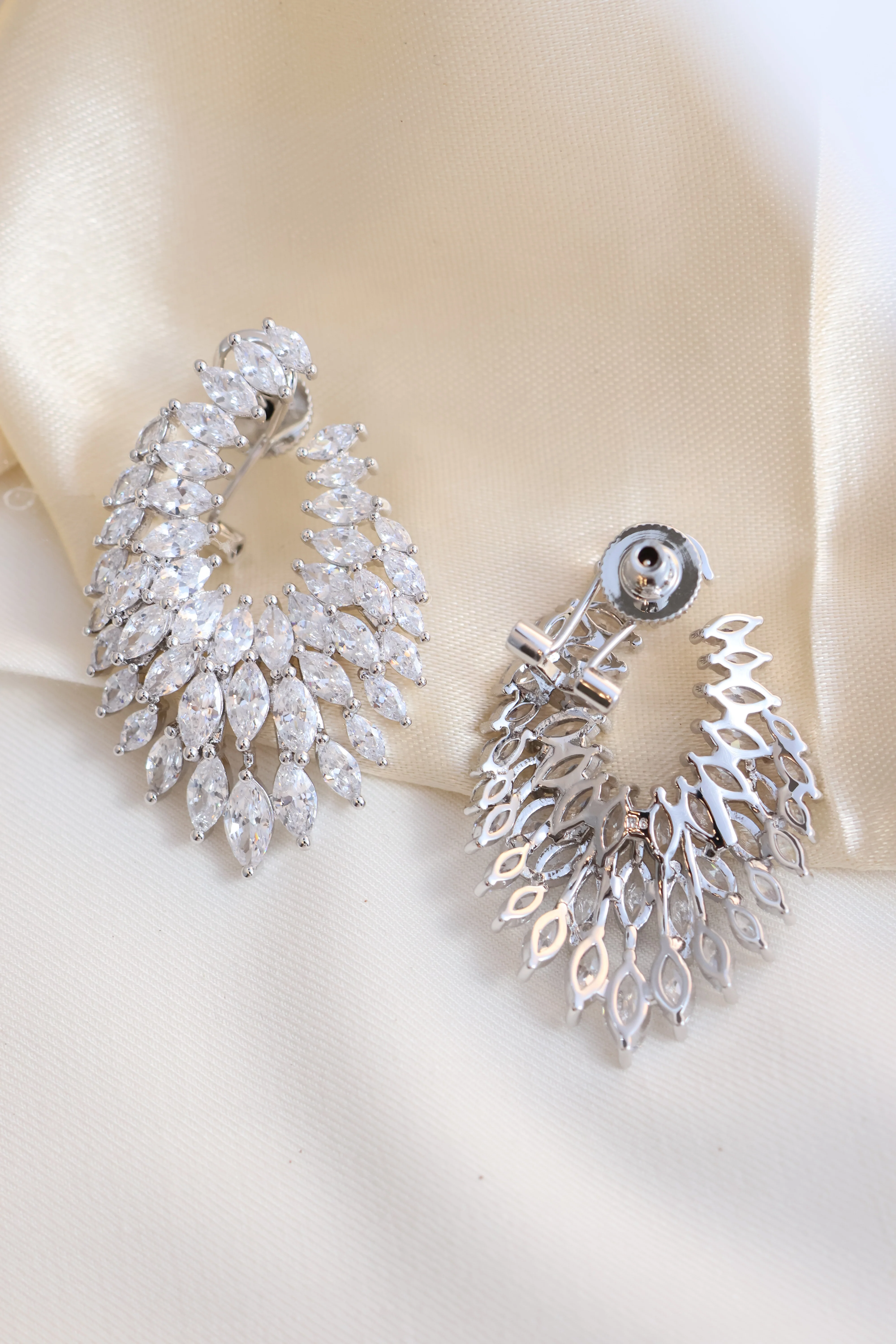 Marquise Cluster Diamond Statement Earrings - Image 2