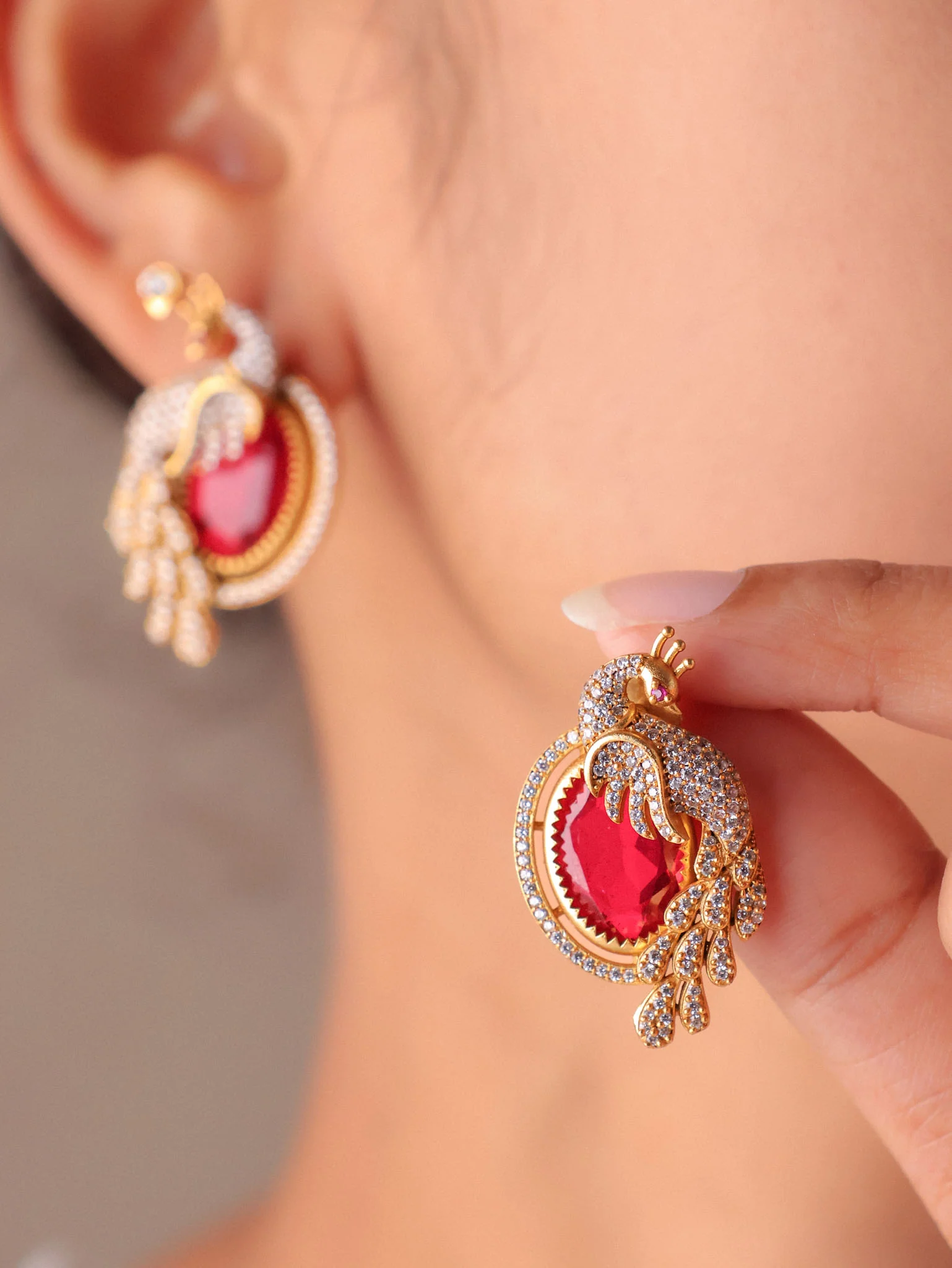 Mayura Gemstone Drop Earrings - Image 2