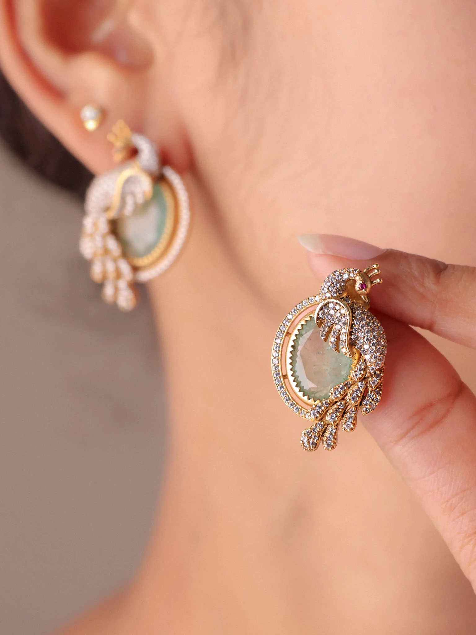 Mayura Gemstone Drop Earrings - Image 4